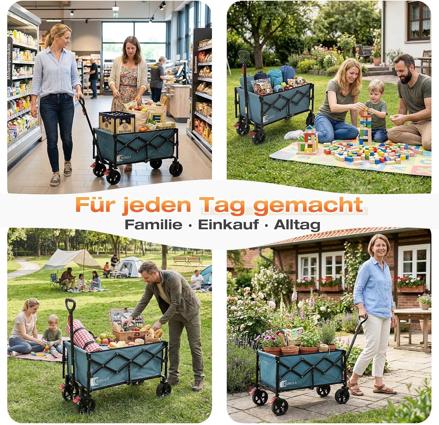 Faltbarer Geländebollerwagen, Blau L：80 L