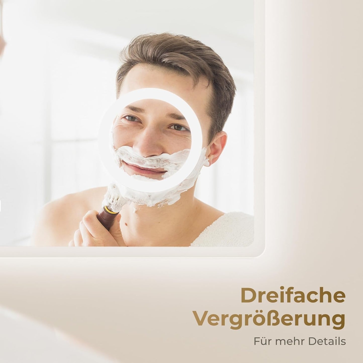 Badspiegel mit LED-Beleuchtung, 3x Vergrösserung, 120x60cm, 120x60cm Mit 3x Vergrößerung