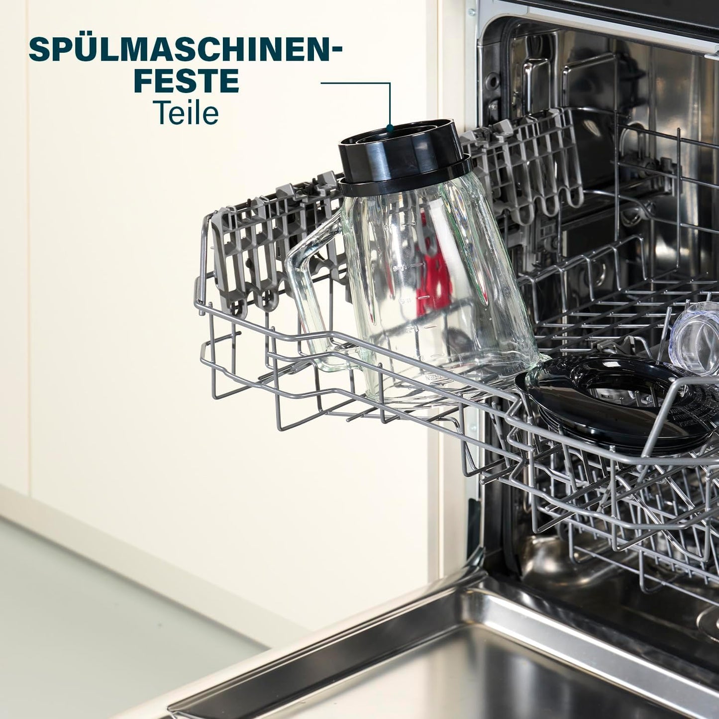 Standmixer mit Glasbehälter, Rostfreier Stahl, Gebürstet