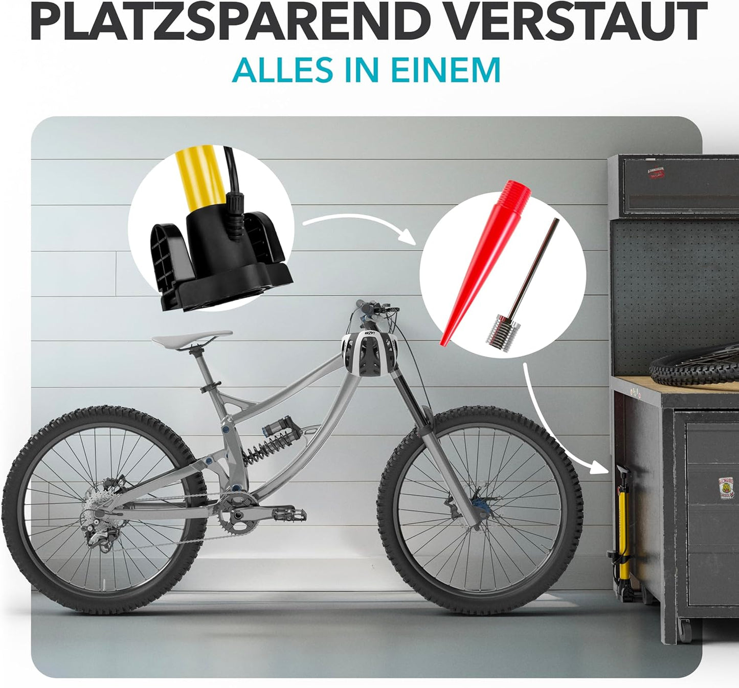 Velopumpe mit Manometer, Standpumpe Gelb