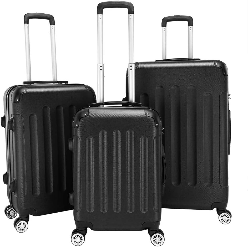 3-teiliges Koffer-Set VIC0542, Schwarz-3 / Kofferset 3tlg(Mit Eckenschutz)