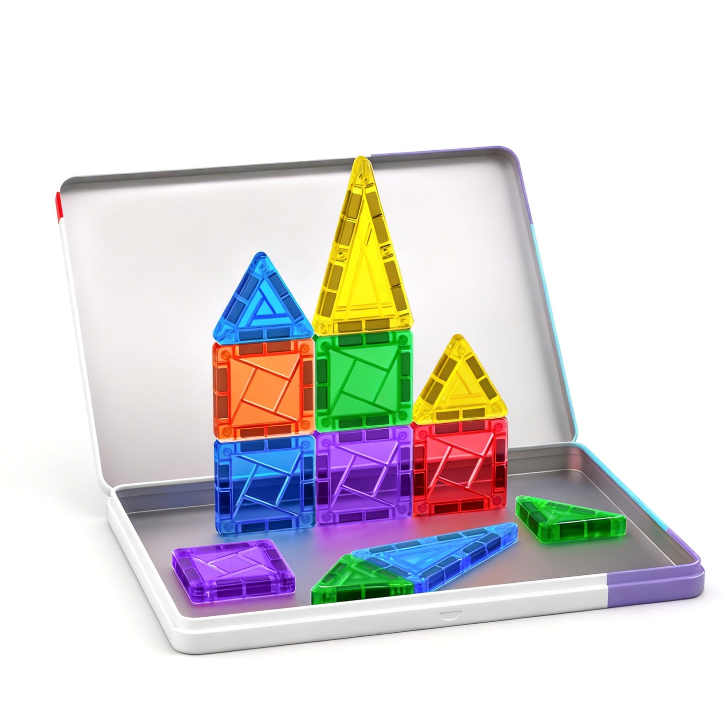 Magnetische Bausteine Reiseset, 63 Teile, E-farbenfroh-mini