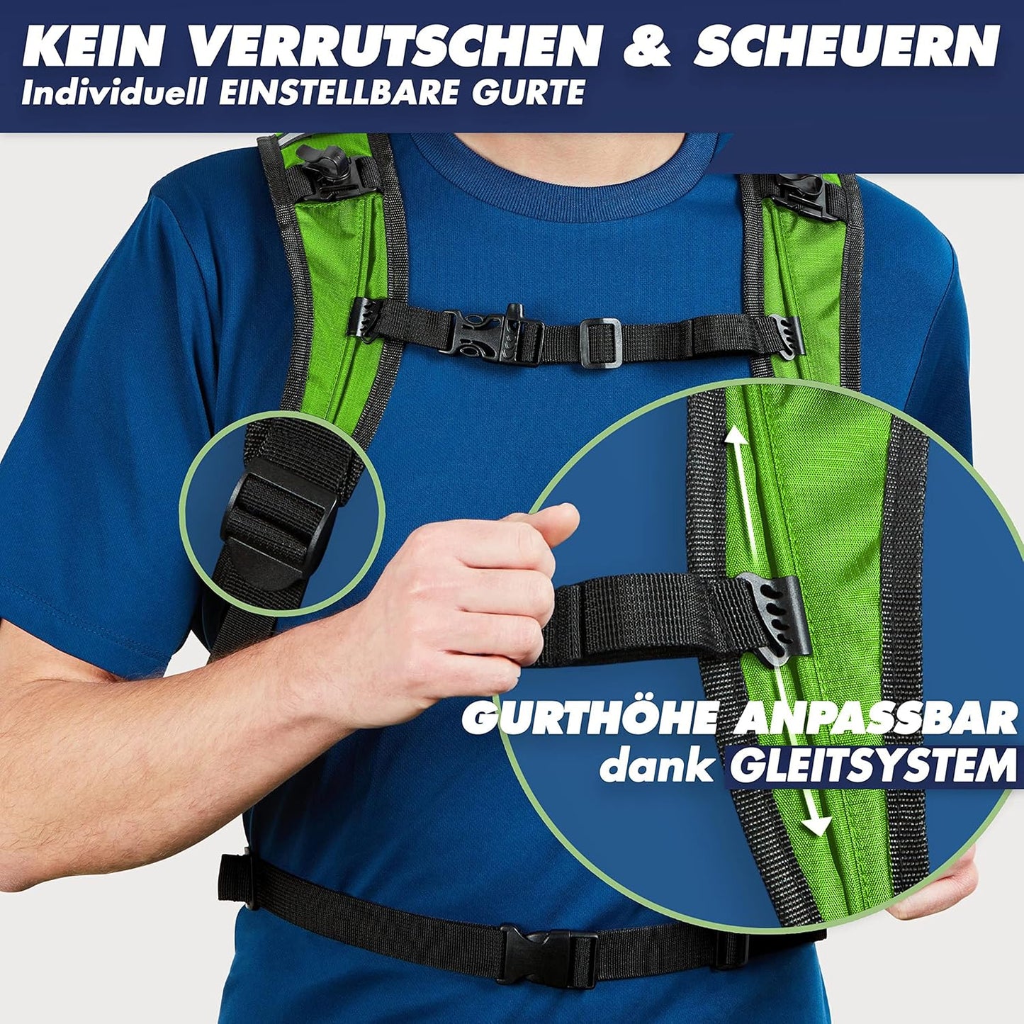 Trinkrucksack mit Thermofach & Trinkblase, grün - mit Trinkblase