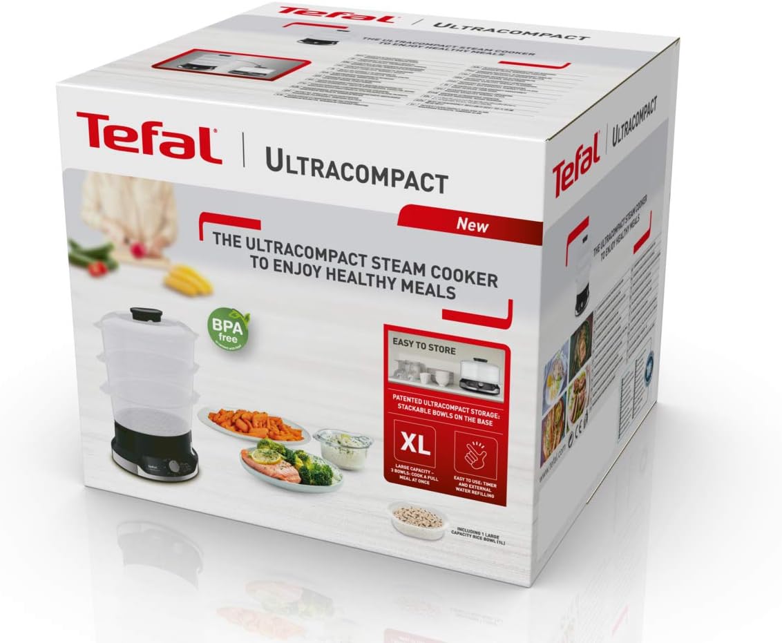 Ultracompact Dampfgarer mit 3 Aufsätzen und Timer