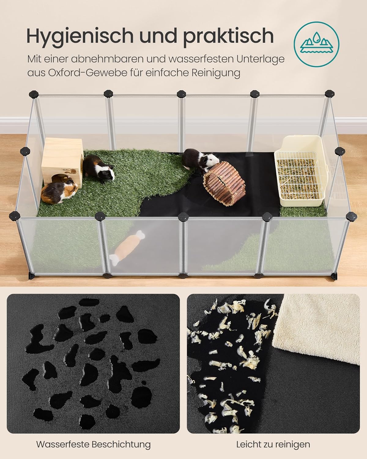 Kleintiergehege mit Bodenplatten (143 x 73 x 46 cm), M (143 x 73 x 46 cm)