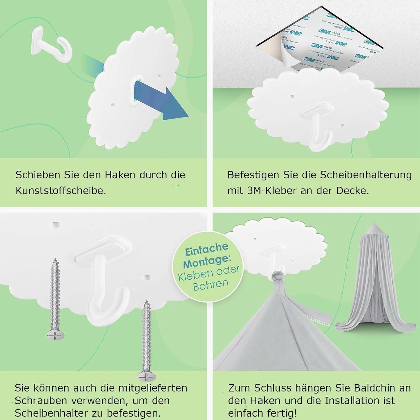 Betthimmel für Baby- und Kinderbetten, Grün