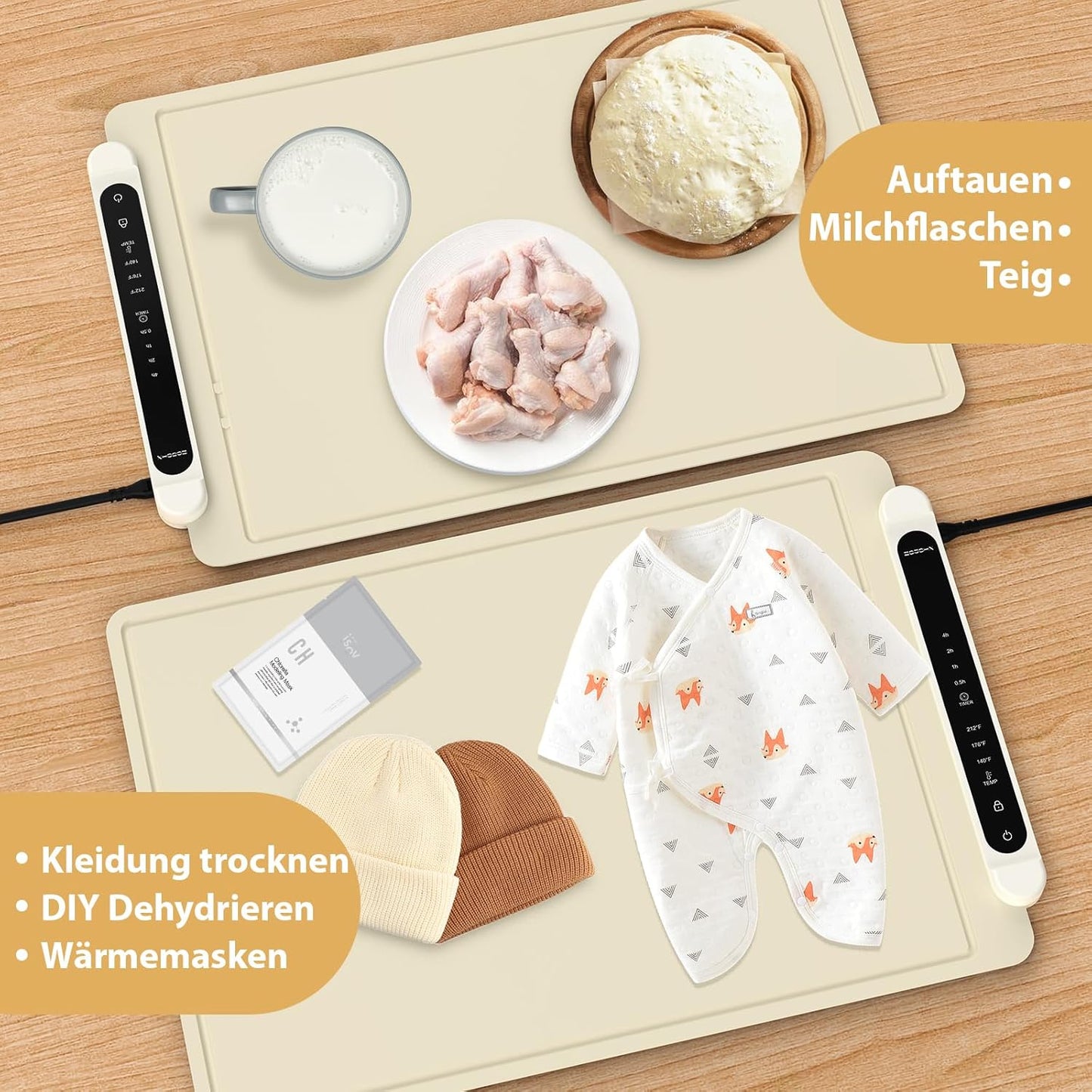 Rollbare Warmhalteplatte für Speisen, Vanille