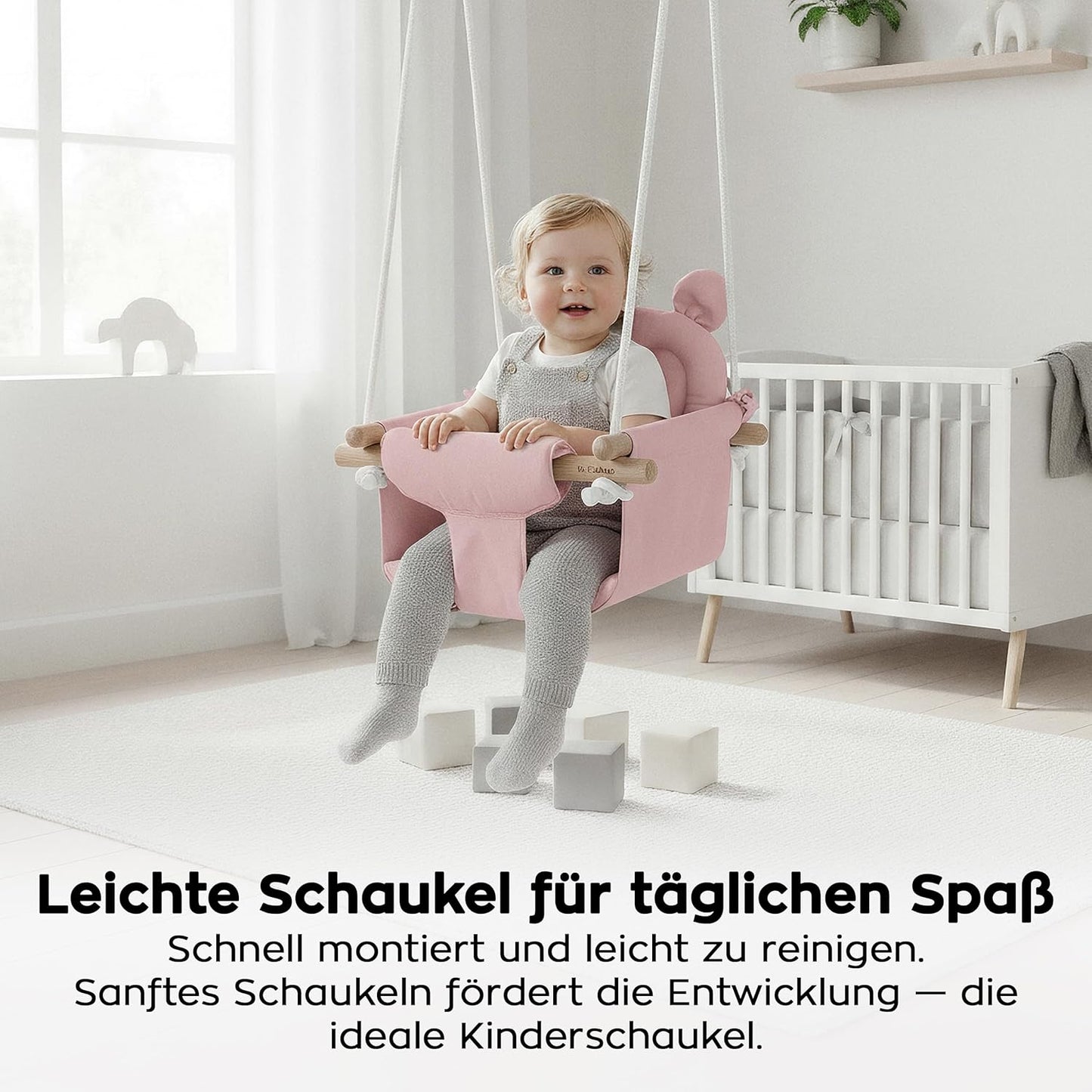 Babyschaukel Hop 30 mit Sicherheitsgurt, Rosa