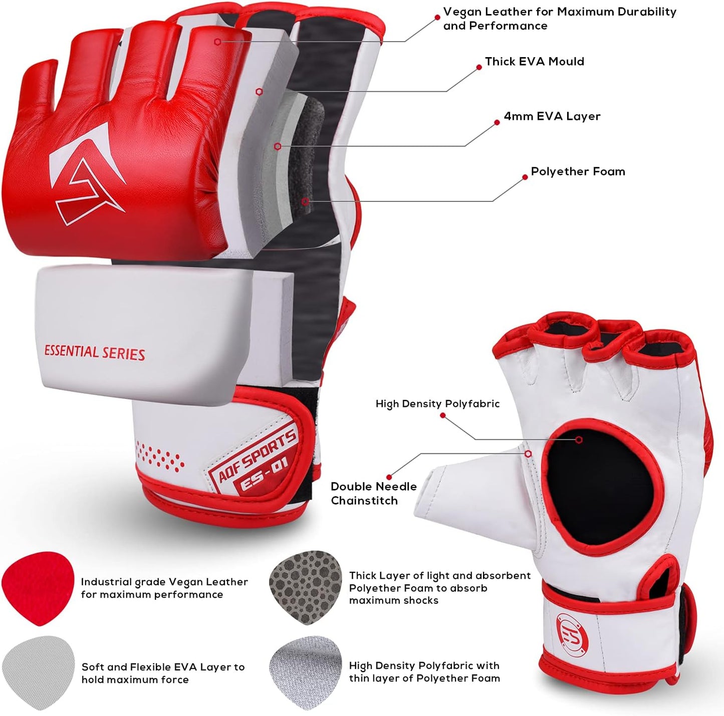 MMA Trainingshandschuhe, Rot S