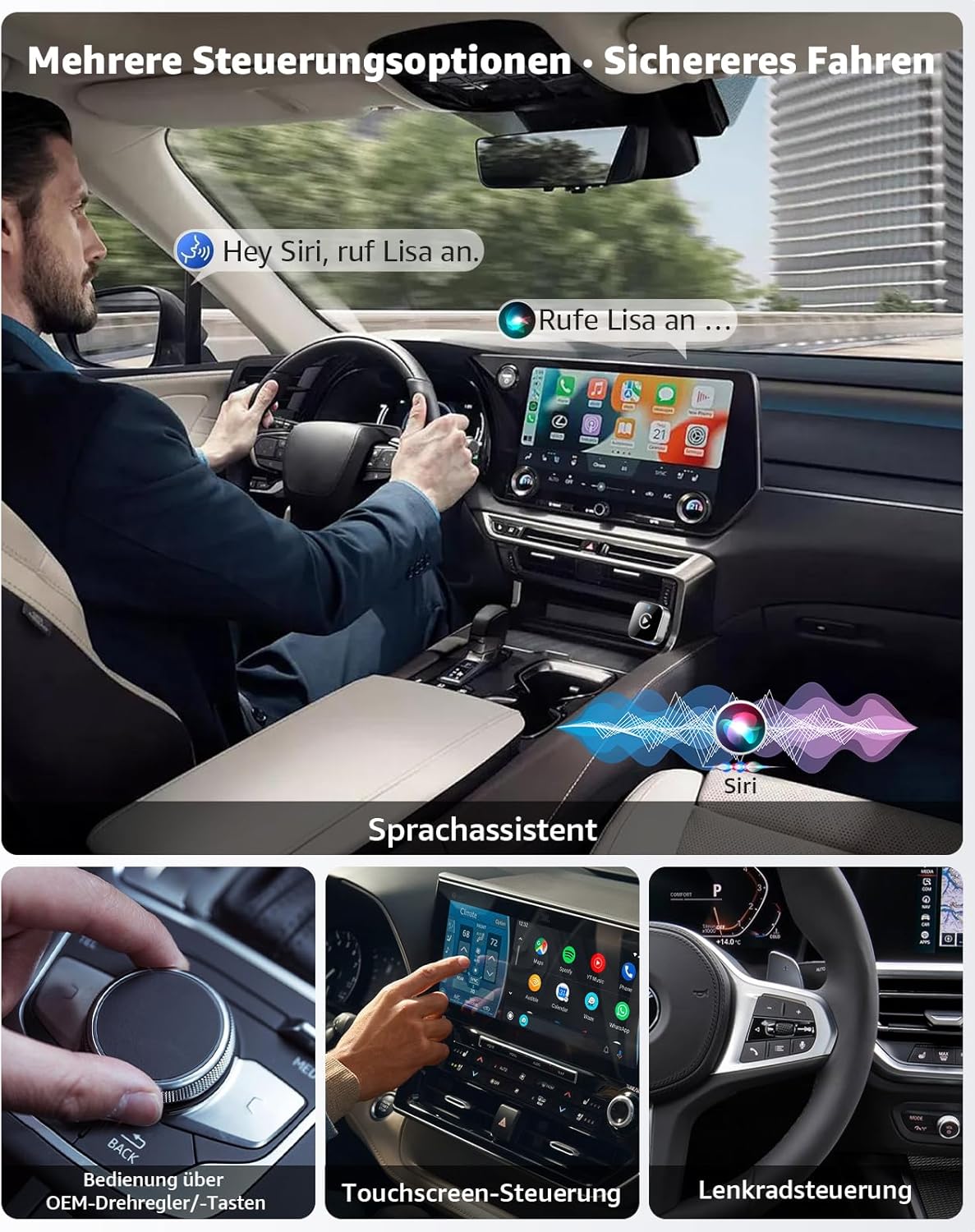 Kabelloser CarPlay & Android Auto Adapter C99, Silber