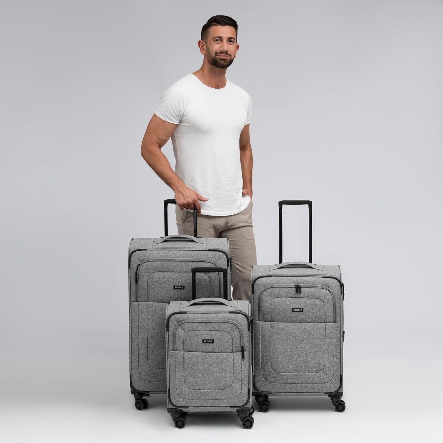 Essentials 12 THREE SET 4-Rollen Kofferset 3-tlg. mit Dehnfalte, Grey,Kofferset (3-teilig)4-Rad erweiterbar
