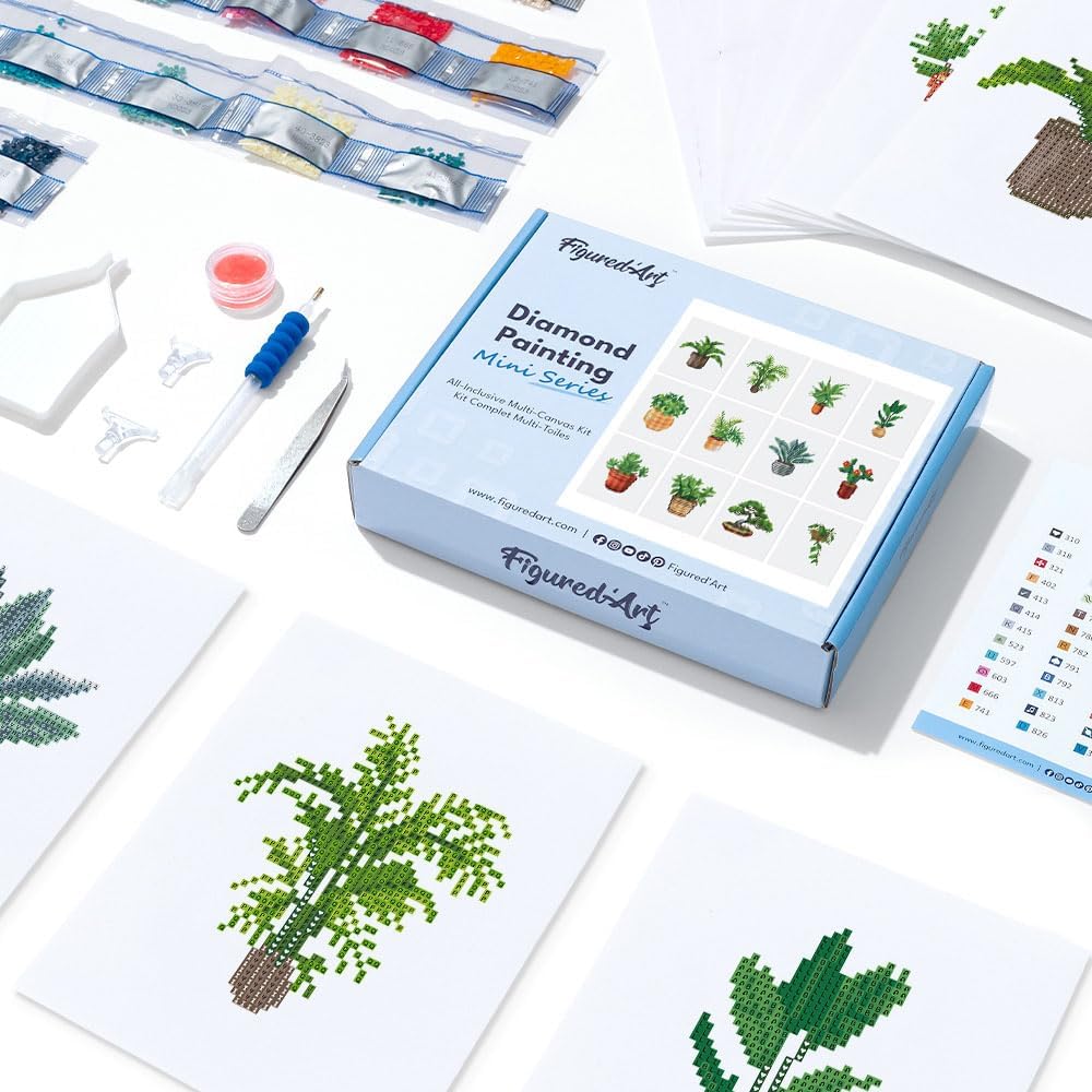 Mini Serie Diamond Painting Set mit 12 Stück, Pflanzen 3 PROBLEMYOUMUSTCHECK