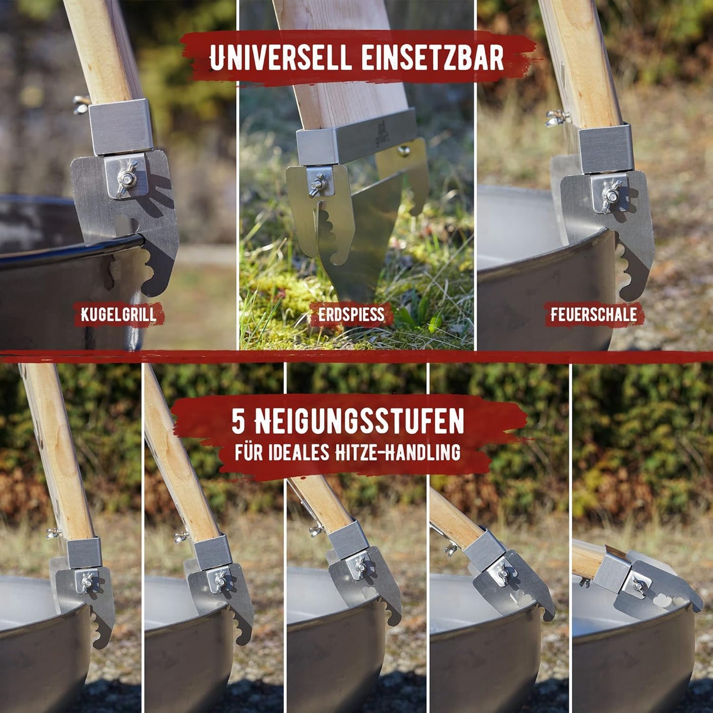 Flammlachsbrett mit Edelstahlhalterung, Zedernholz