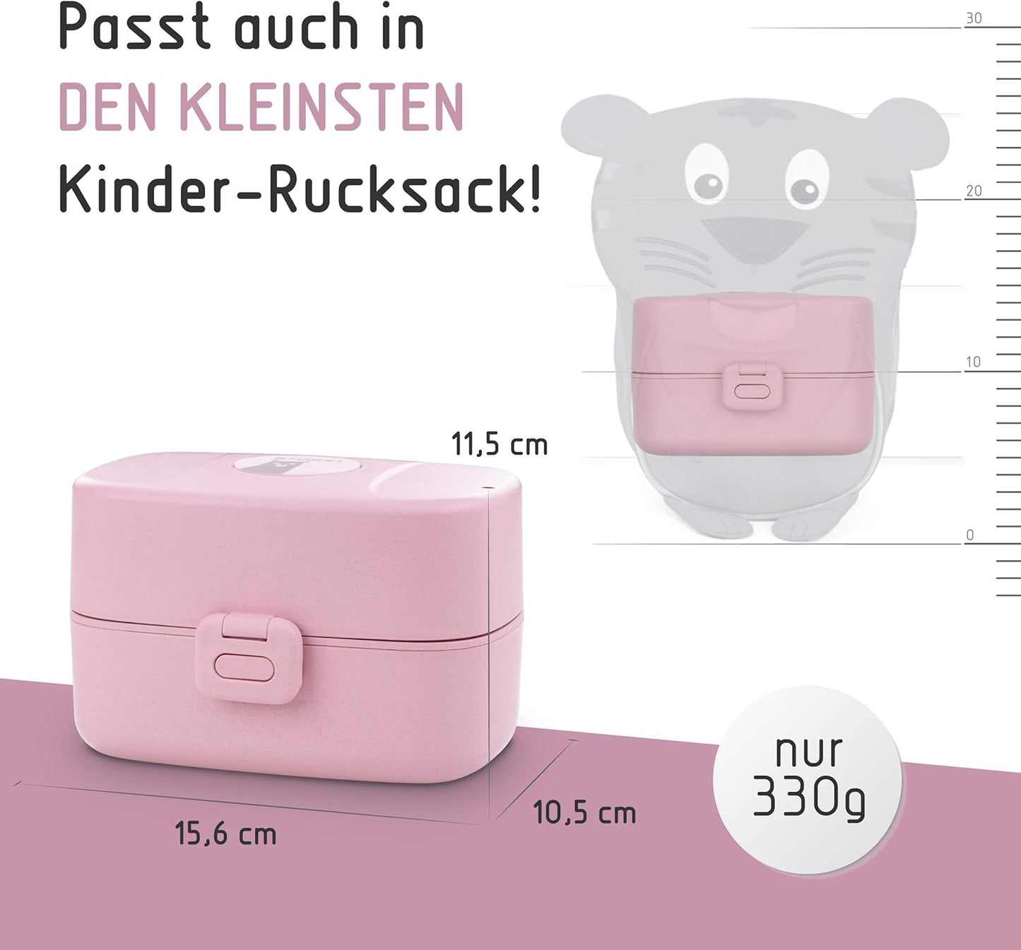 Auslaufsichere Bento Box für Kinder mit Namensticker, Pastell Rosa