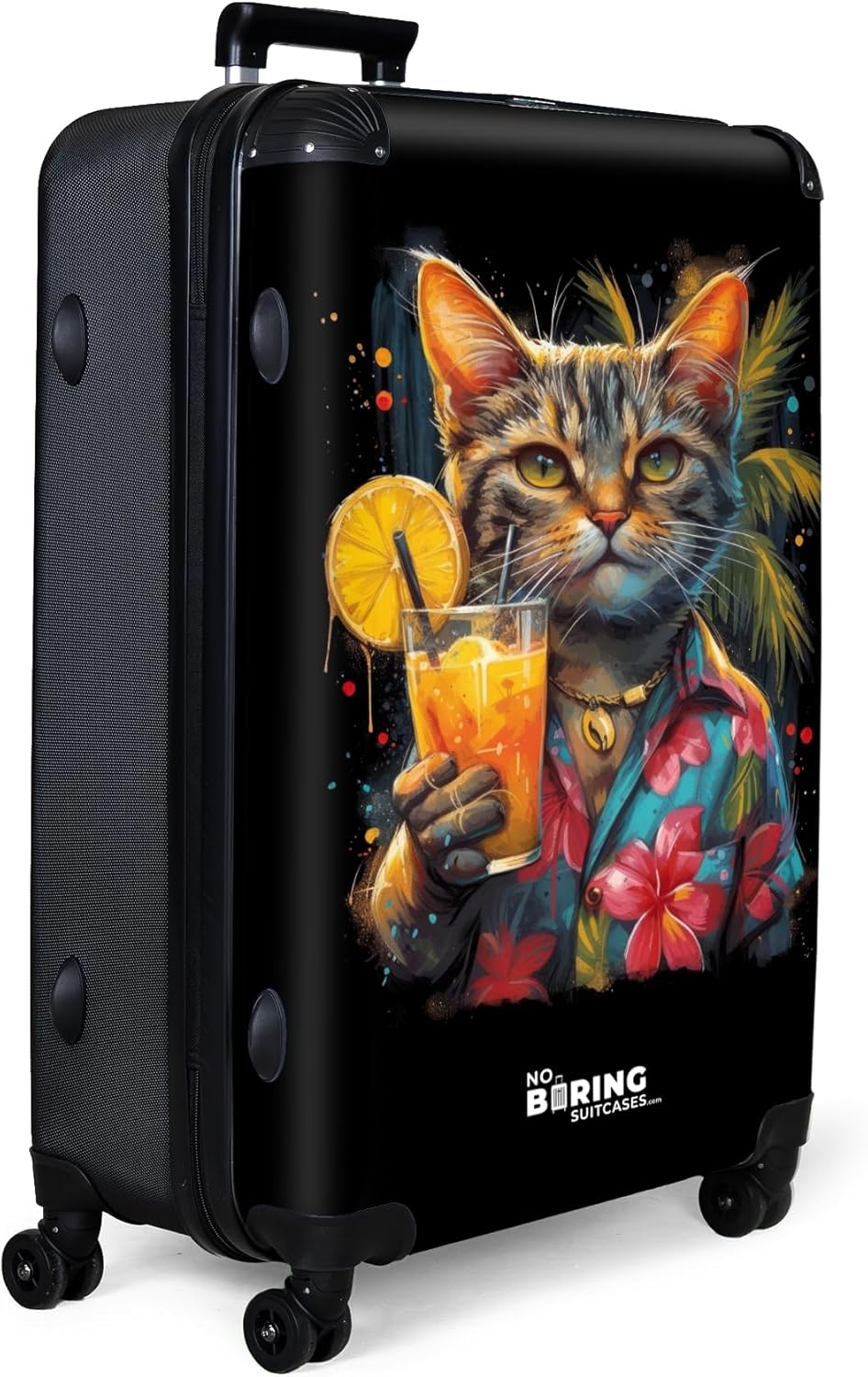Grosser Hartschalen-Reisekoffer mit Rollen (77cm), Katze Tropisch Grösse XL