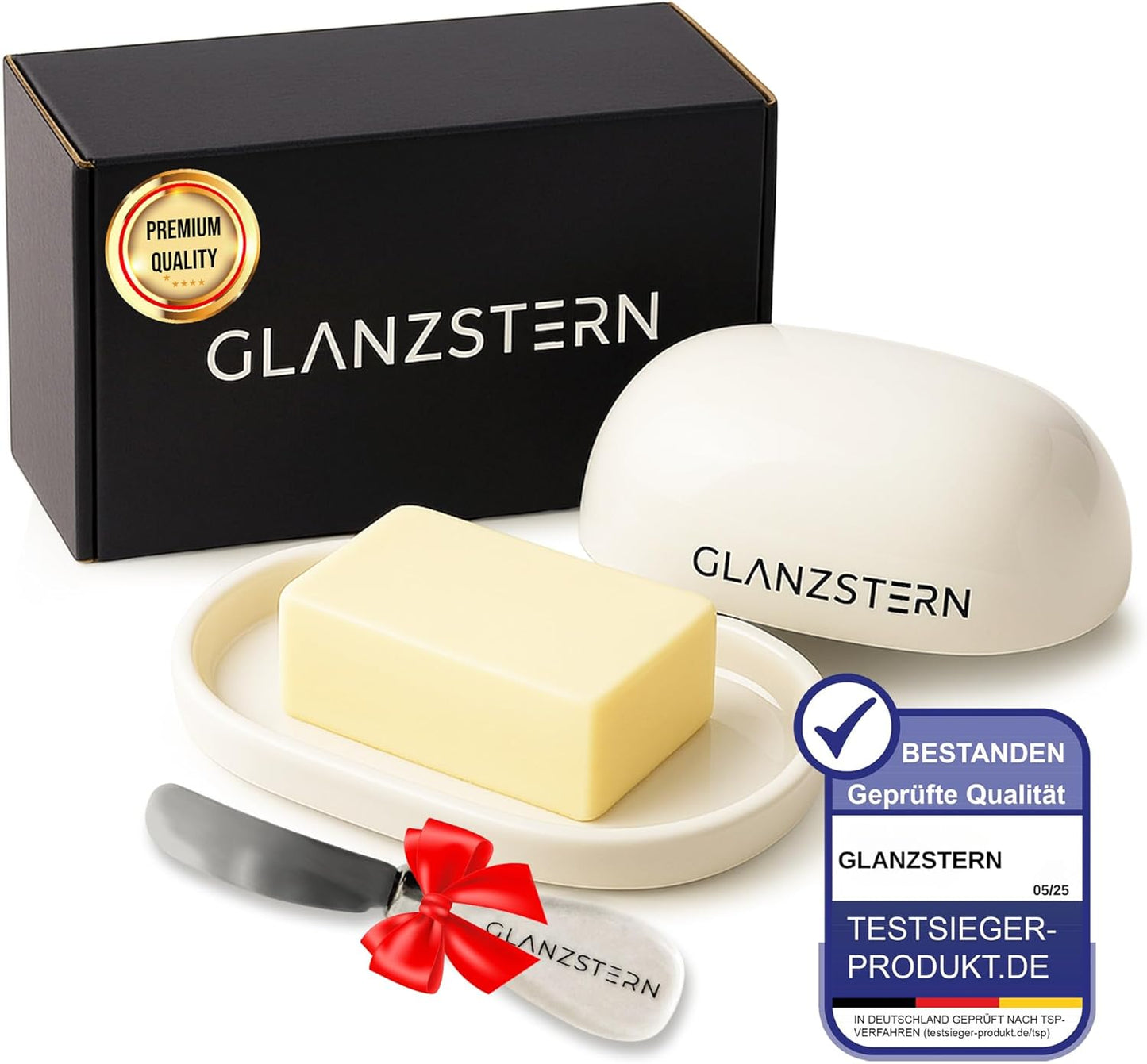 Butterdose mit Deckel und Messer