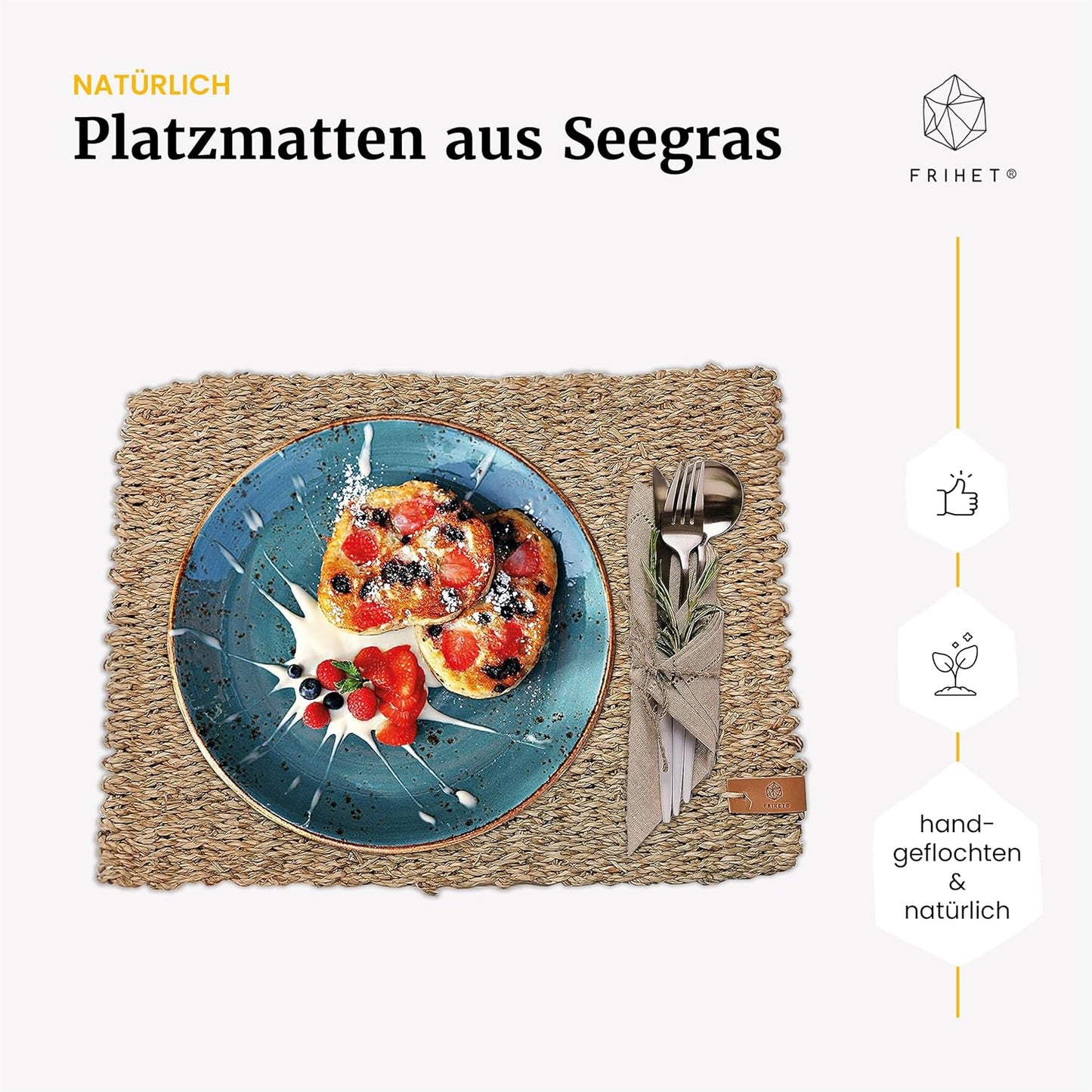 Tischset aus Seegras, 4 ; eckig 40x30cm