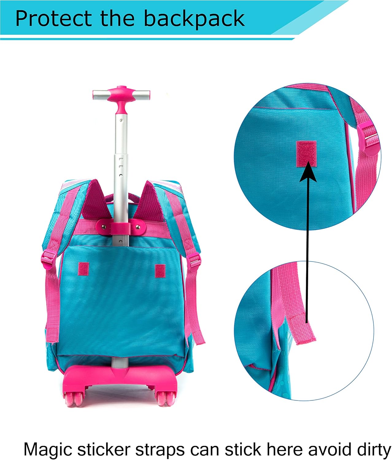 Panda Schulranzen-Trolley mit Rollen für Kinder, B-blau