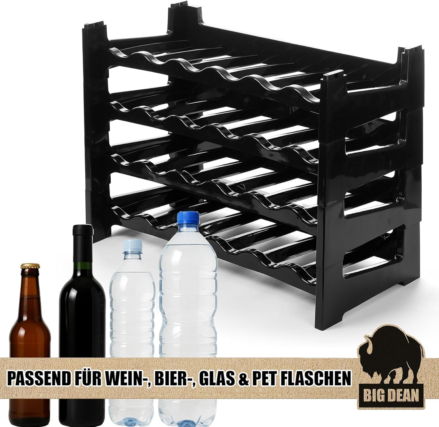 Stapelbares Flaschenregal-System für 24 Flaschen, 4 Stück (24 Flaschen)