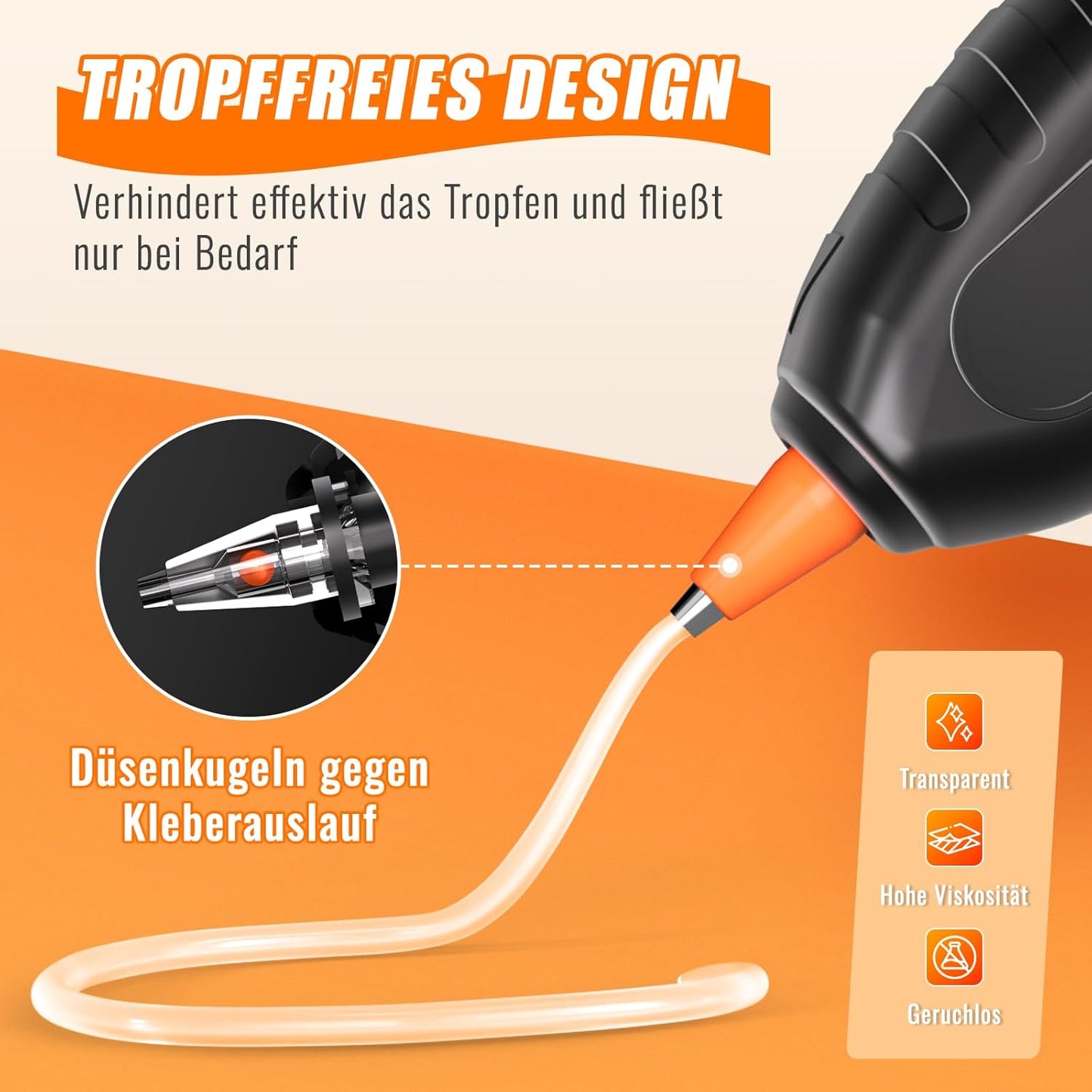 Kabellose Heissklebepistole RRQ-X inkl. 40 Klebestifte, 40stk
