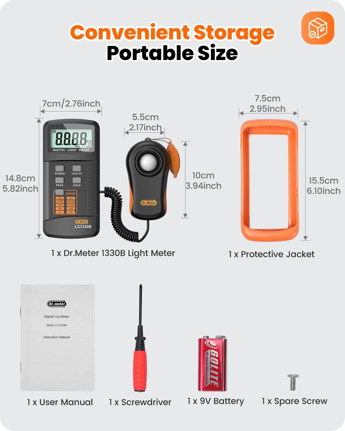 LX1330B Digital Luxmeter mit 360° Sensor