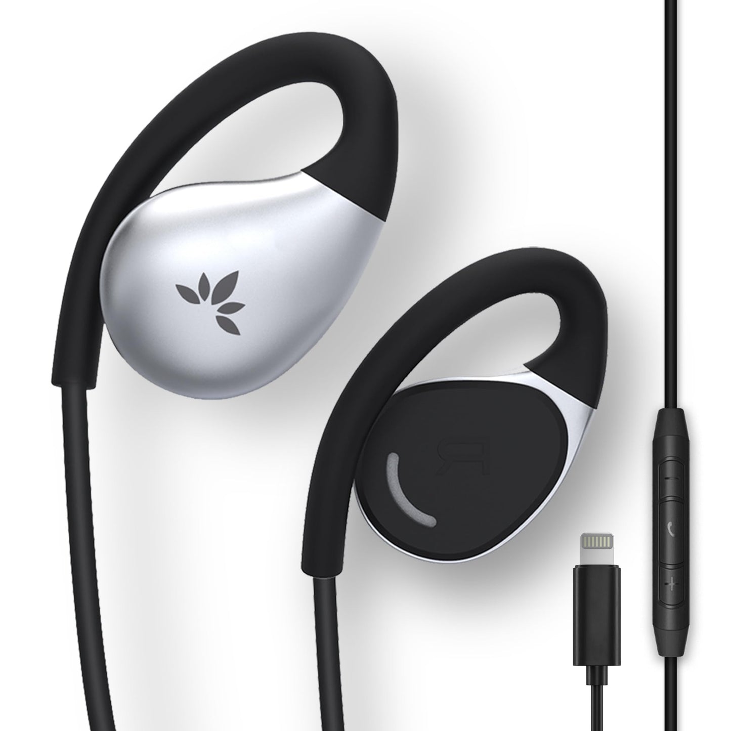 Resolve Open-Ear Kopfhörer, Lightning (iPhone 5-14) Schwarz – Gross (Ohrlänge über 6,3 cm)