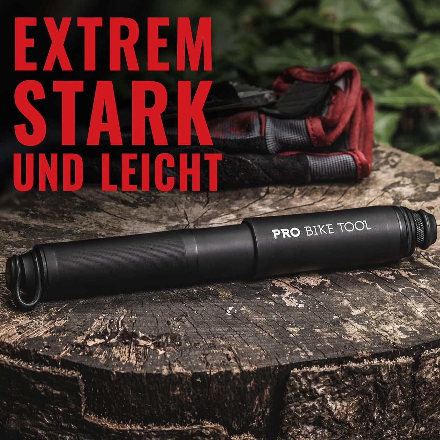 Mini-Fahrradpumpe für Presta- und Schrader-Ventile, Matt Schwarz
