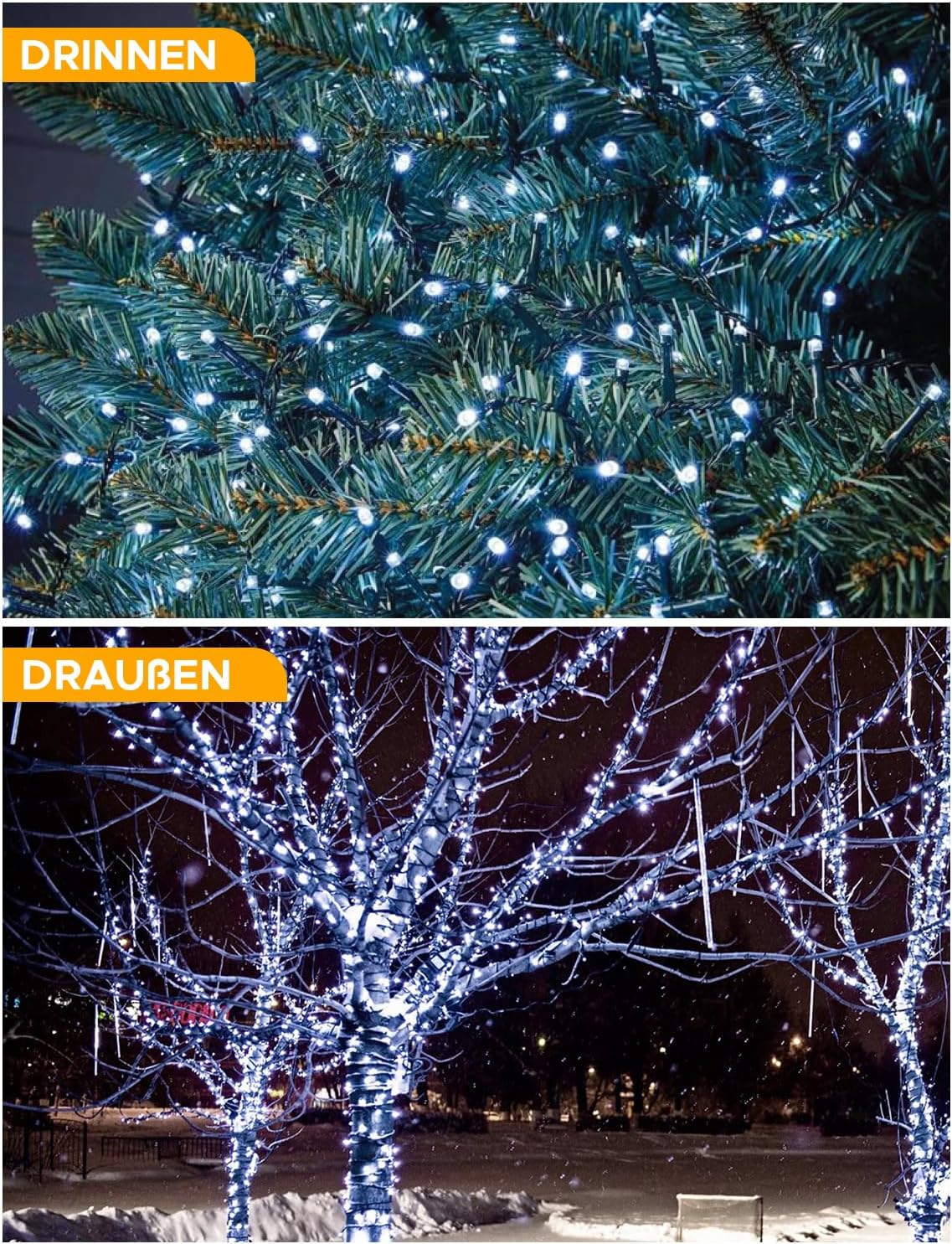 Cluster-Lichterkette mit 1000 LEDs, Timer und Speicherfunktion, Kaltweiss 1000