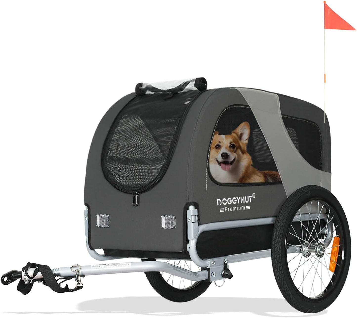 Fahrrad Hundeanhänger bis 23 kg, GRAU
