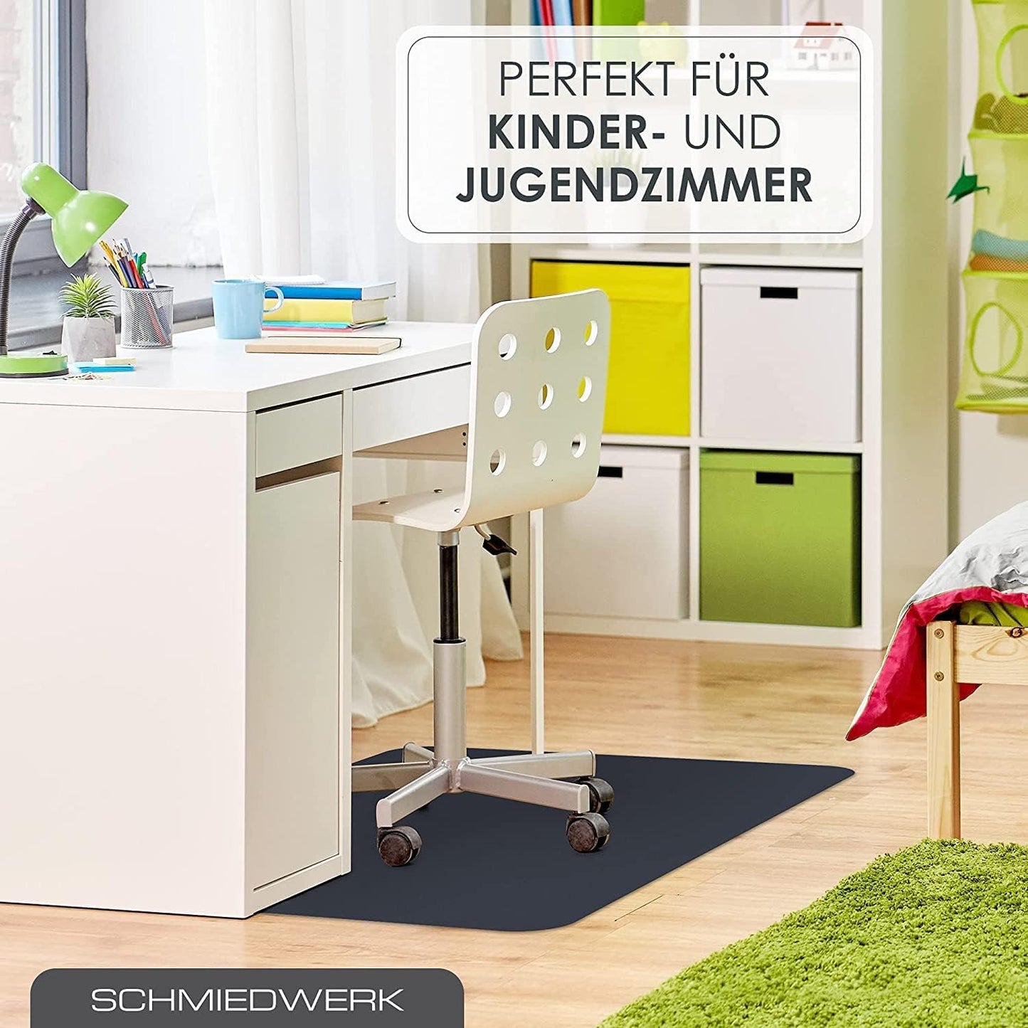 Kratzfeste Bodenschutzmatte für Bürostühle, Fussbodenheizung geeignet, Anthrazit 120 x 120 cm