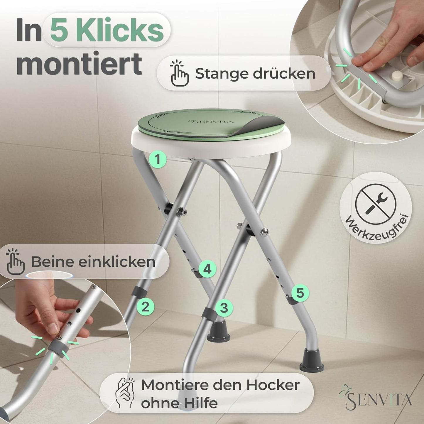 Klappbarer Duschhocker