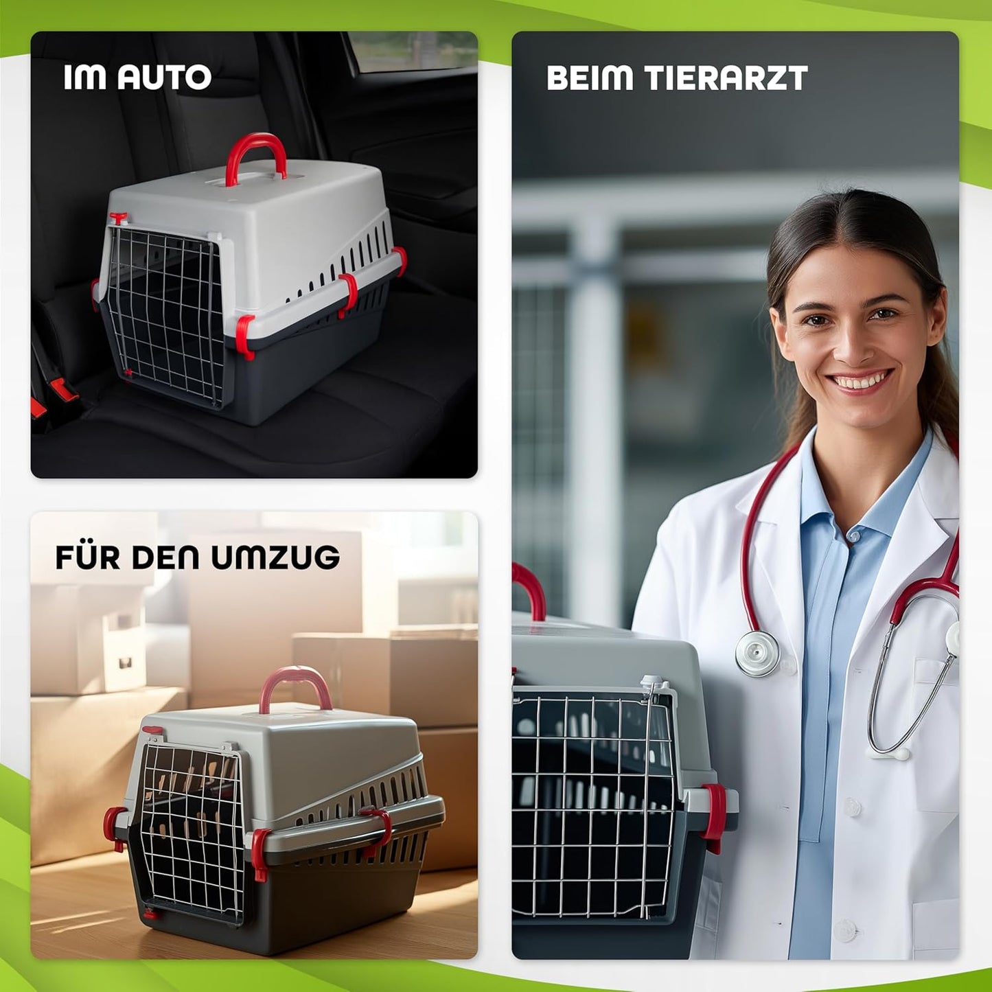 Transportbox für Kleintiere mit Metalltür, Red 50 x 33 x 32 h