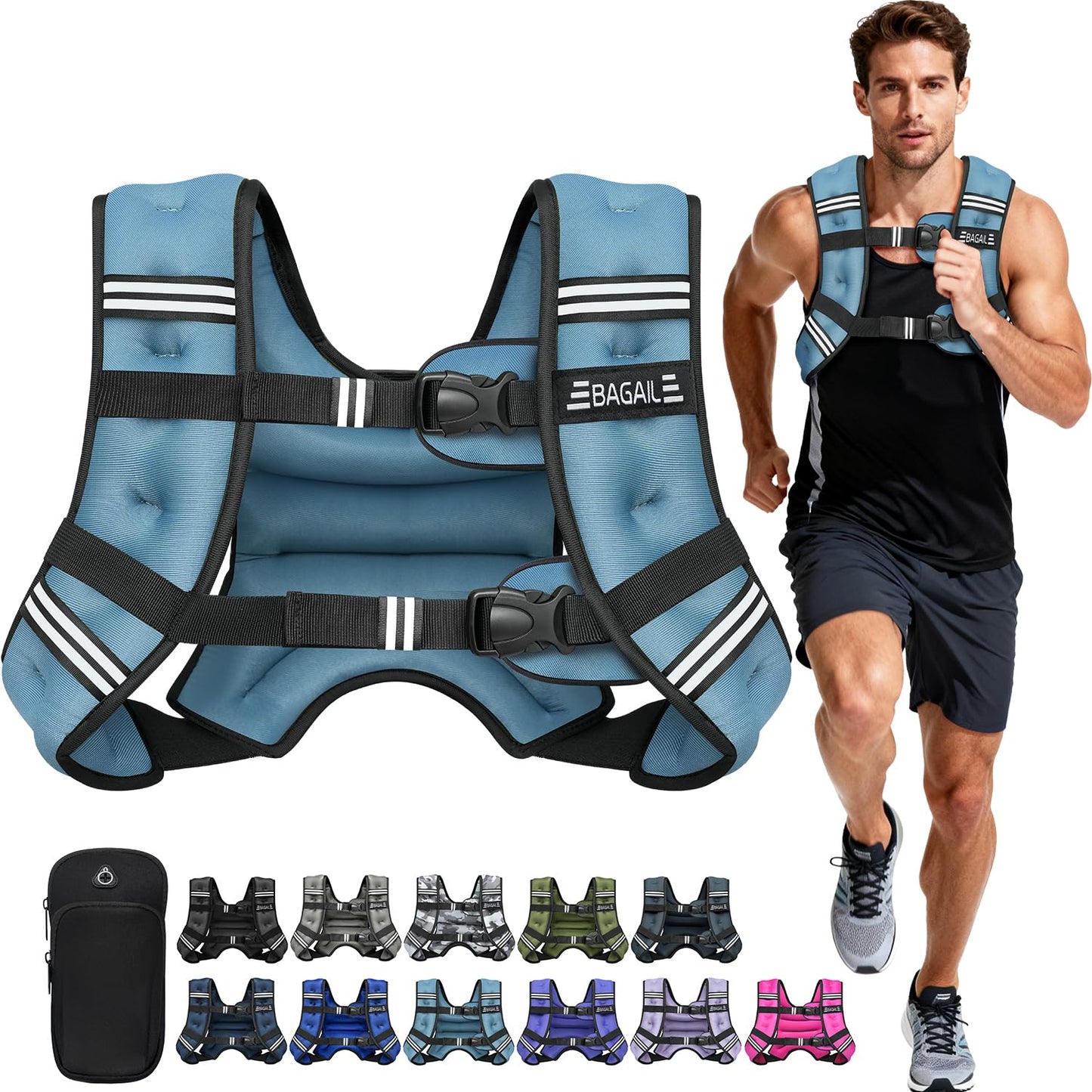Gewichtsweste für Krafttraining und Fitness-Workouts, Blau 13.6kg/30lb