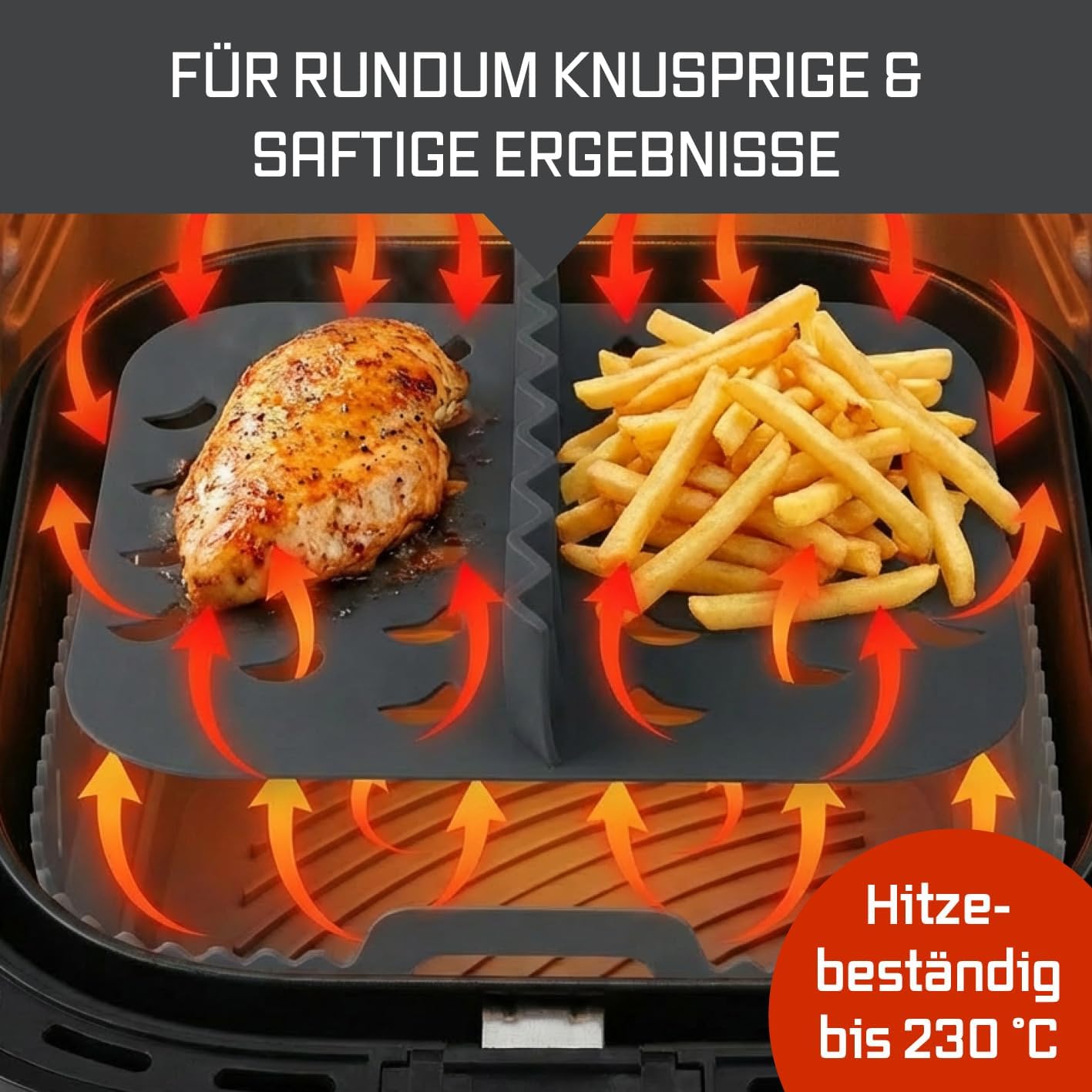 Silikonform mit Trennwand für Heissluftfritteusen