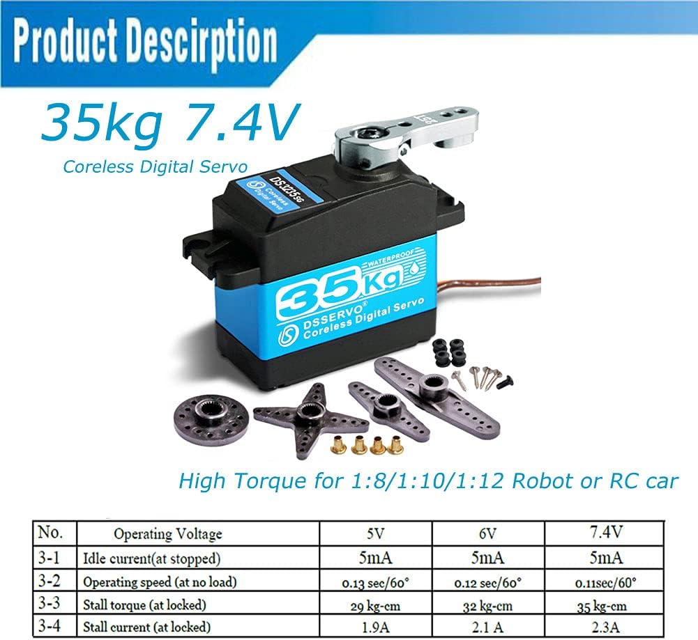 Kernloser Servomotor für RC Autos, 35KG-270°