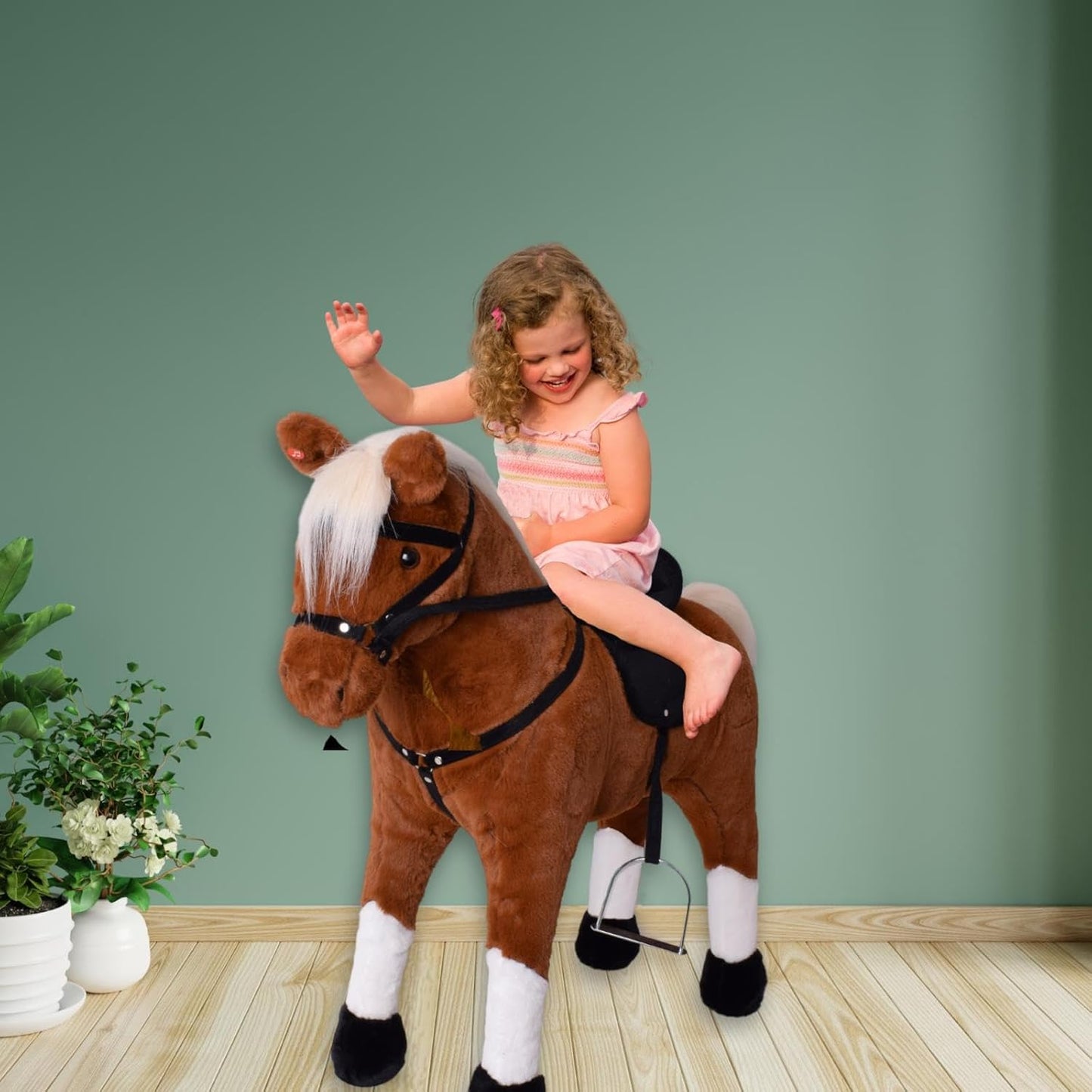 Reitpferd für Kinder mit Sattel & Zaumzeug