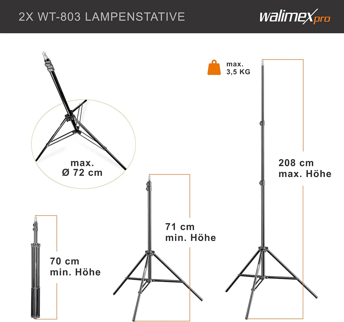 Fotostudio-Set mit LED-Lampen & Hintergrundsystem, Octaboxen Weiss