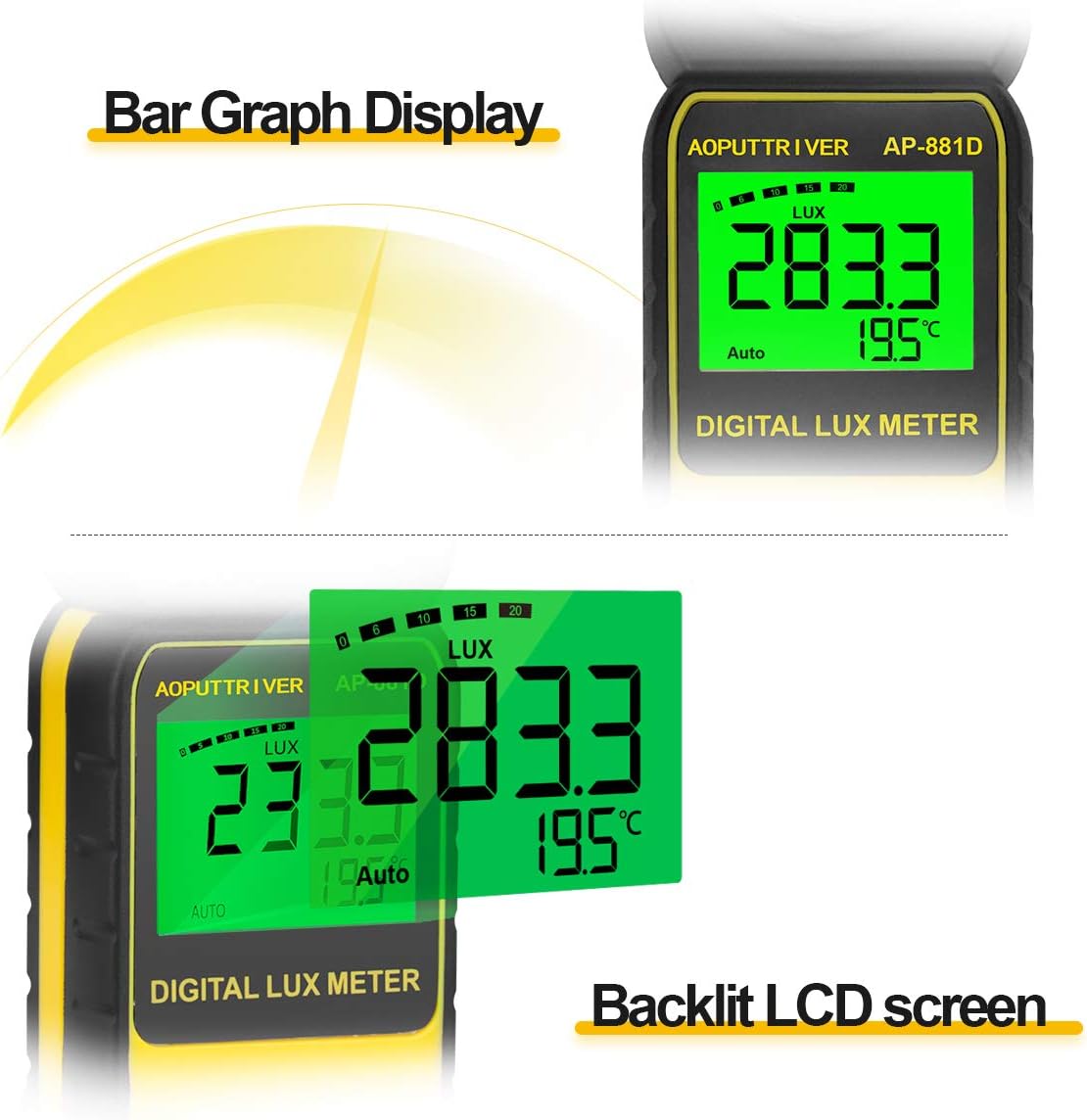 Digitaler Luxmeter AP-881D (bis 400.000 Lux), AP-881D(400.000LUX)
