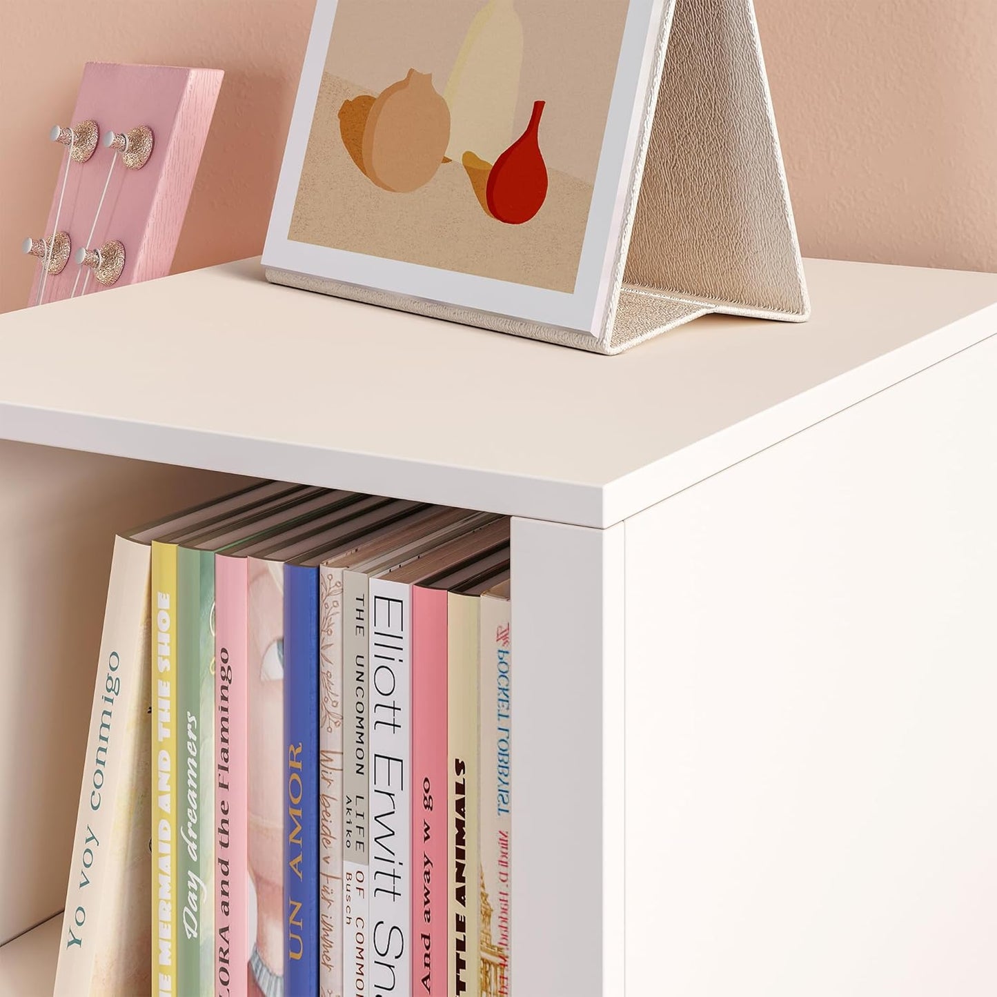 Kinderregal mit Sitzbank und Aufbewahrungsboxen, Weiss / Rosa