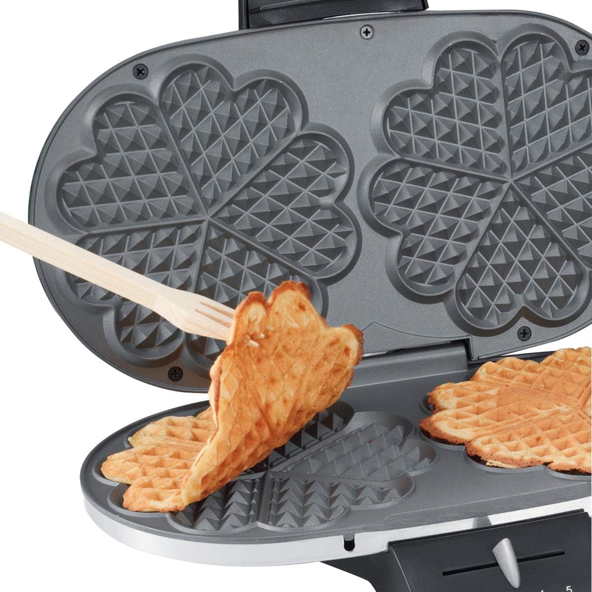 Doppelwaffeleisen für zwei Herzwaffeln, Edelstahl