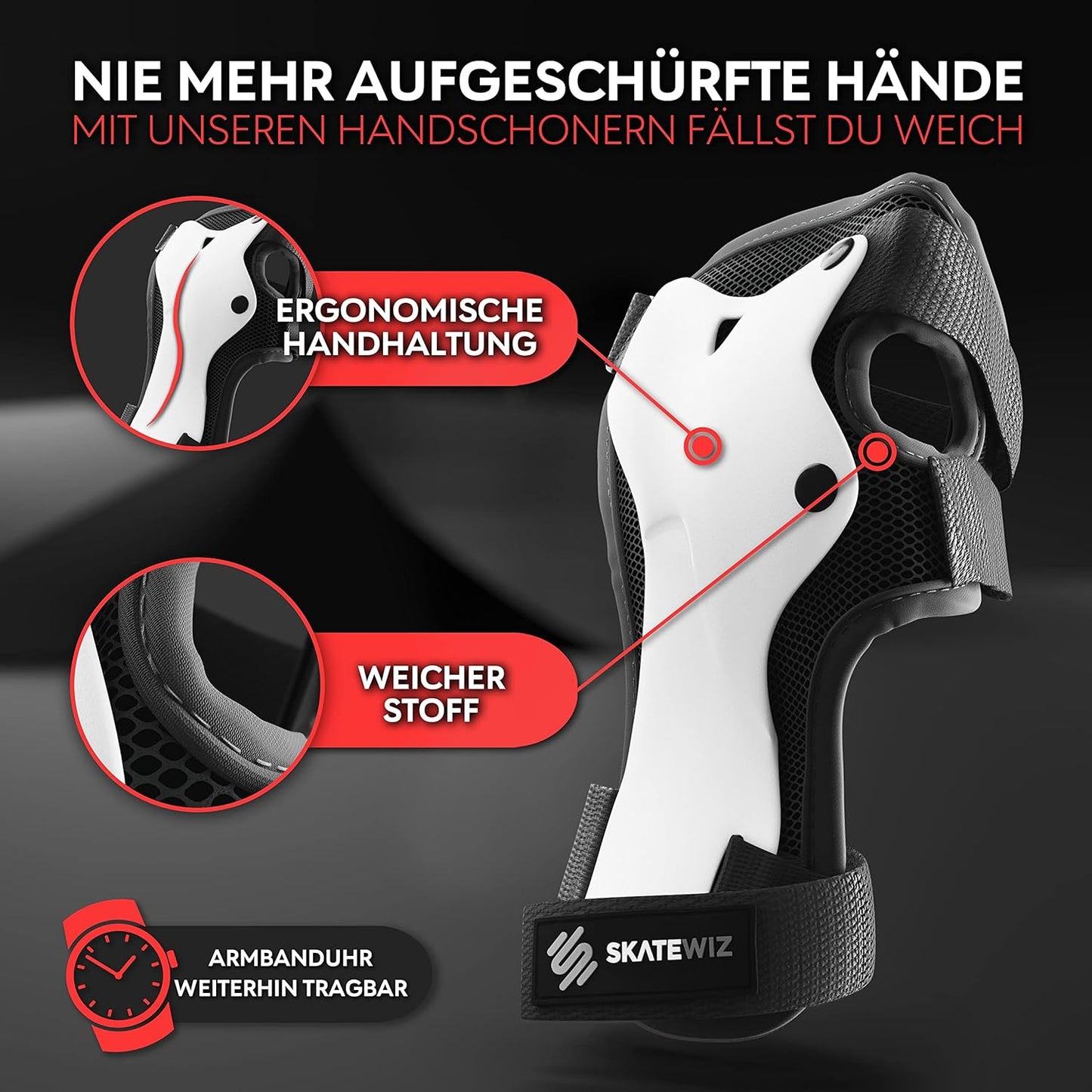 Protektoren-Set SMASH, L/XL - Adults, Schwarz Weiss