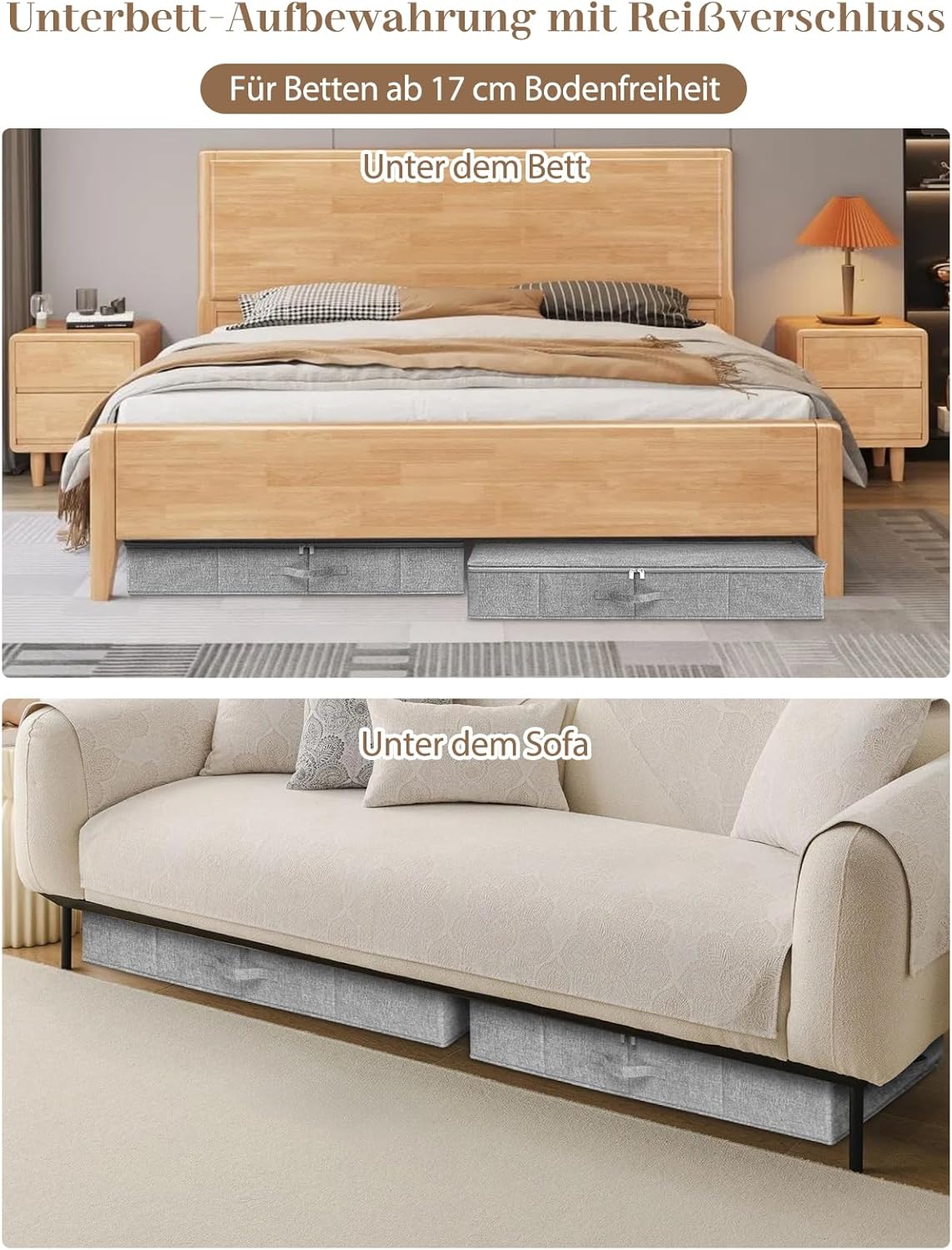Faltbare Unterbett-Aufbewahrungsboxen, 3 Stück, Space-Serie, 3pcs-grey