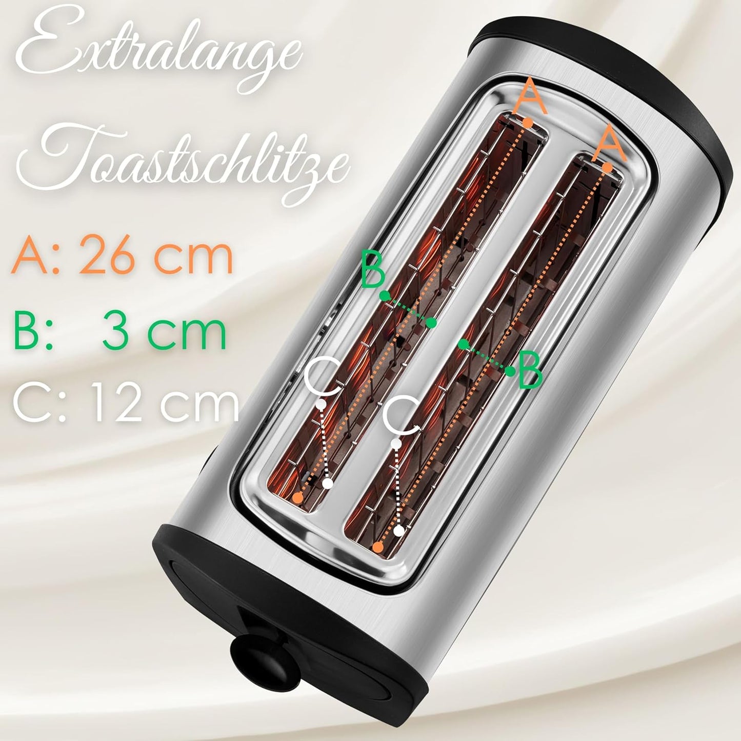 Toaster für 4 Scheiben mit Brötchenaufsatz