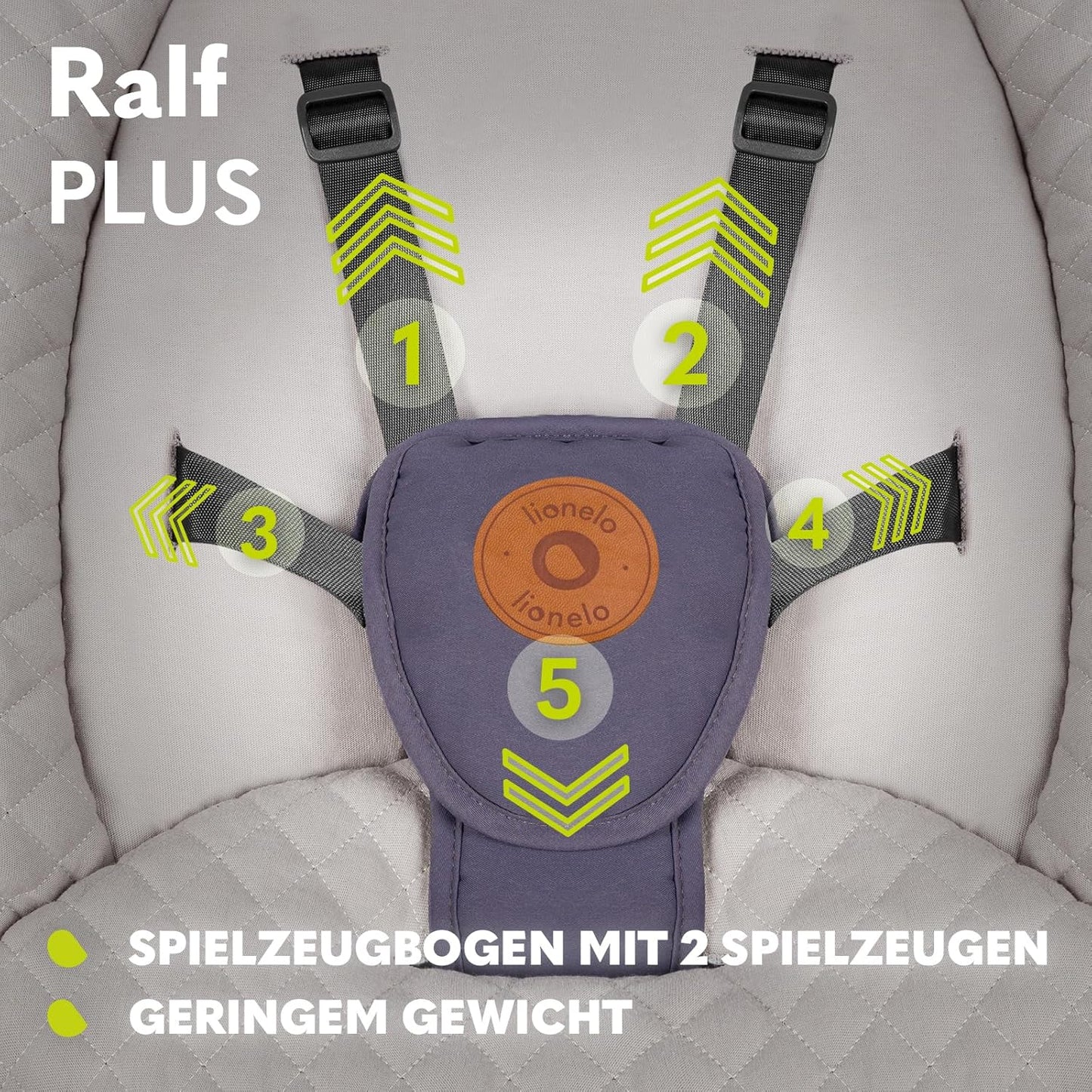 2in1 Babywippe & Liegestuhl Ralf mit Fernbedienung, ‎Grau