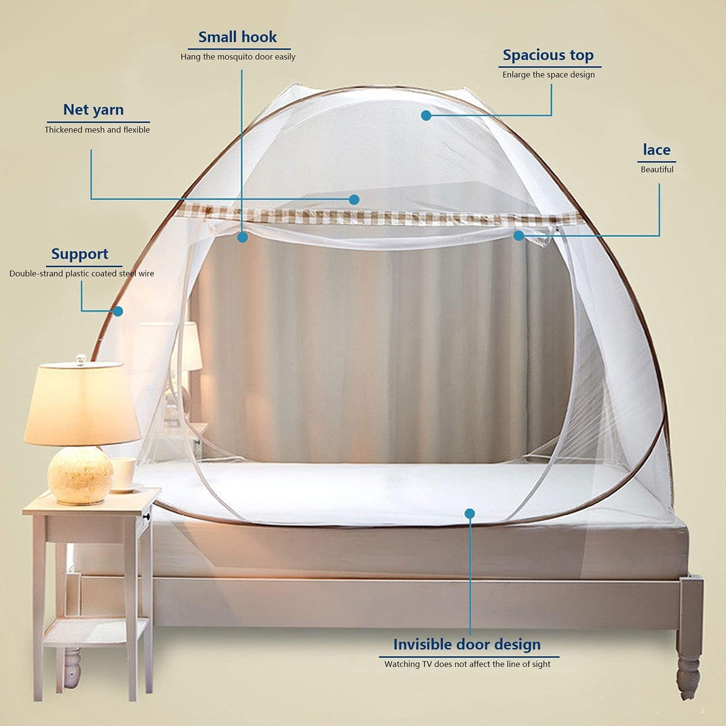 Pop Up Moskitonetz 200×150×150 cm, Braun 200x150x150 cm (1er Pack)