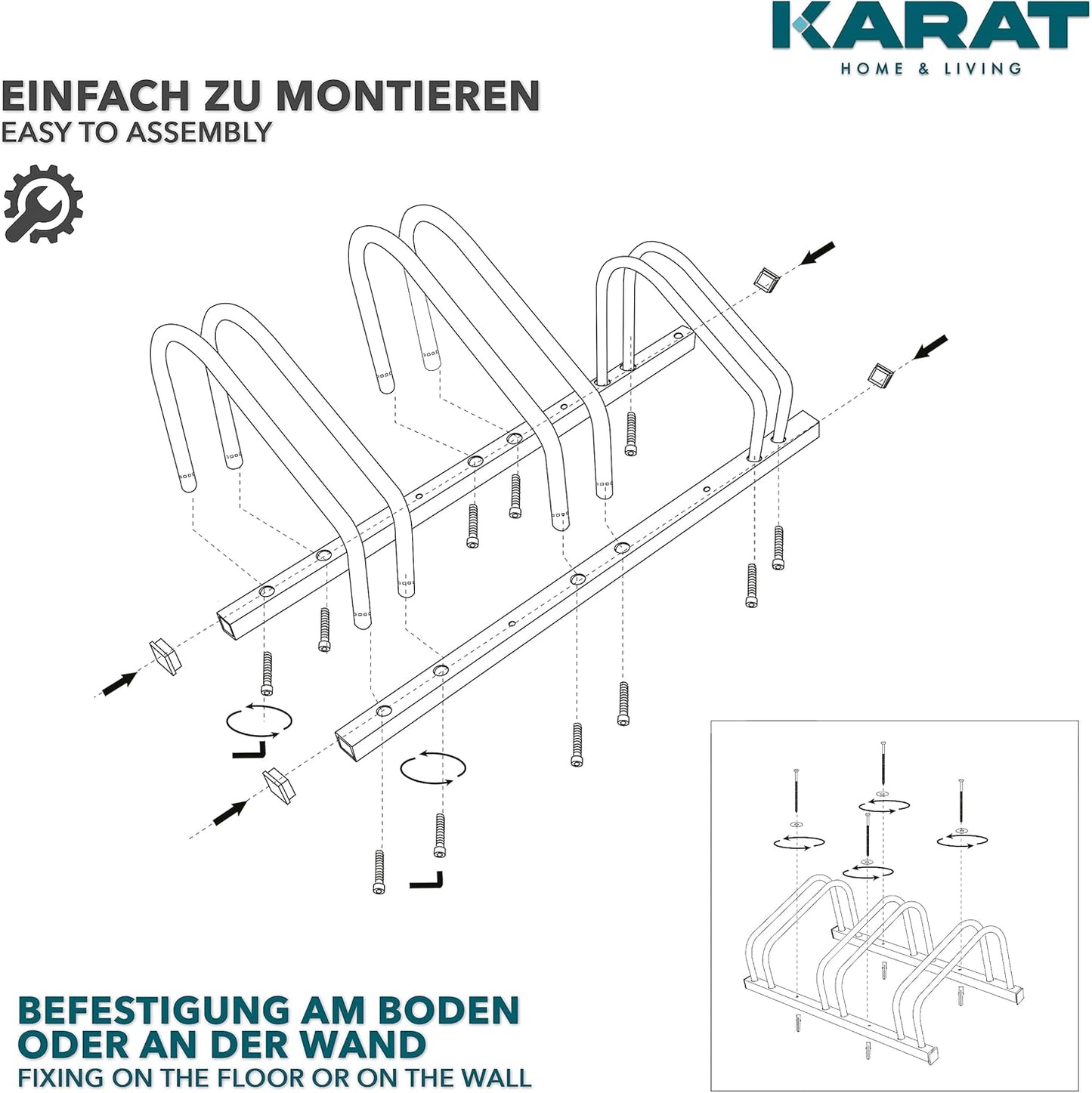 Veloständer für 2 Räder, 2 Fahrräder Silber