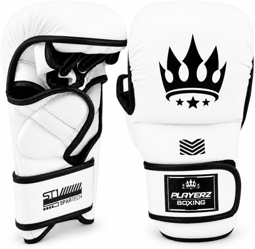 MMA-Grappling-Handschuhe mit offener Handfläche, Weiss S