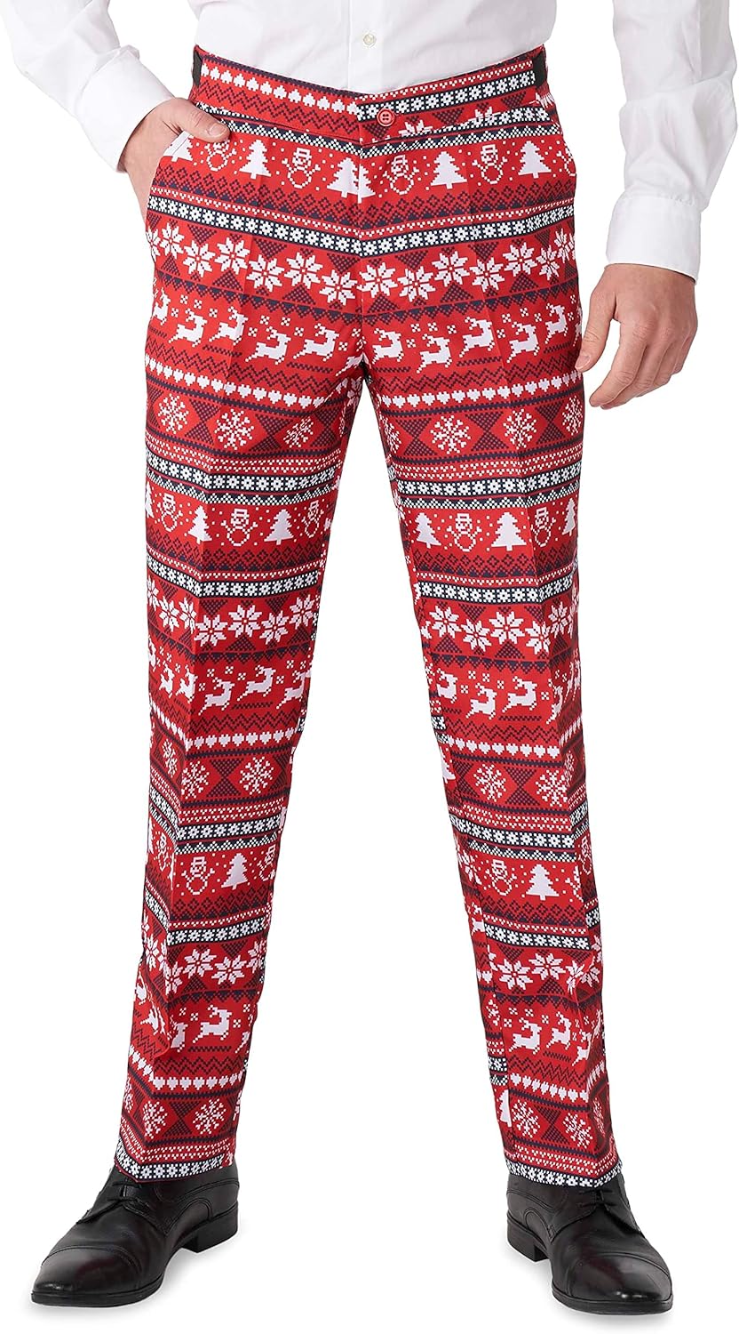 Herren-Weihnachtsanzug mit festlichem Druck, S Nordic Pixel Red