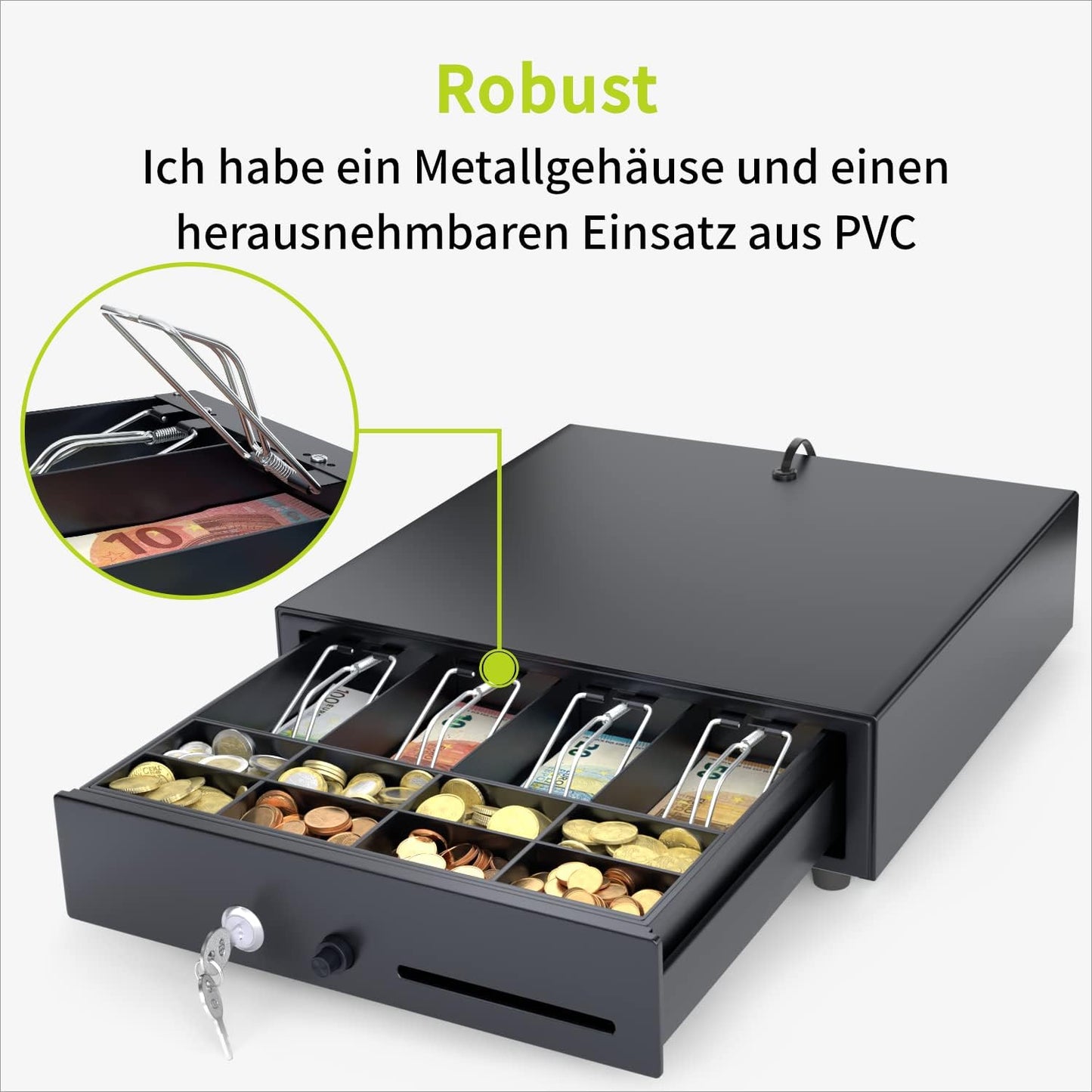 AC335PBK Kassenschublade mit Druckknopf, Öffnen mit Drucktaste 33 cm