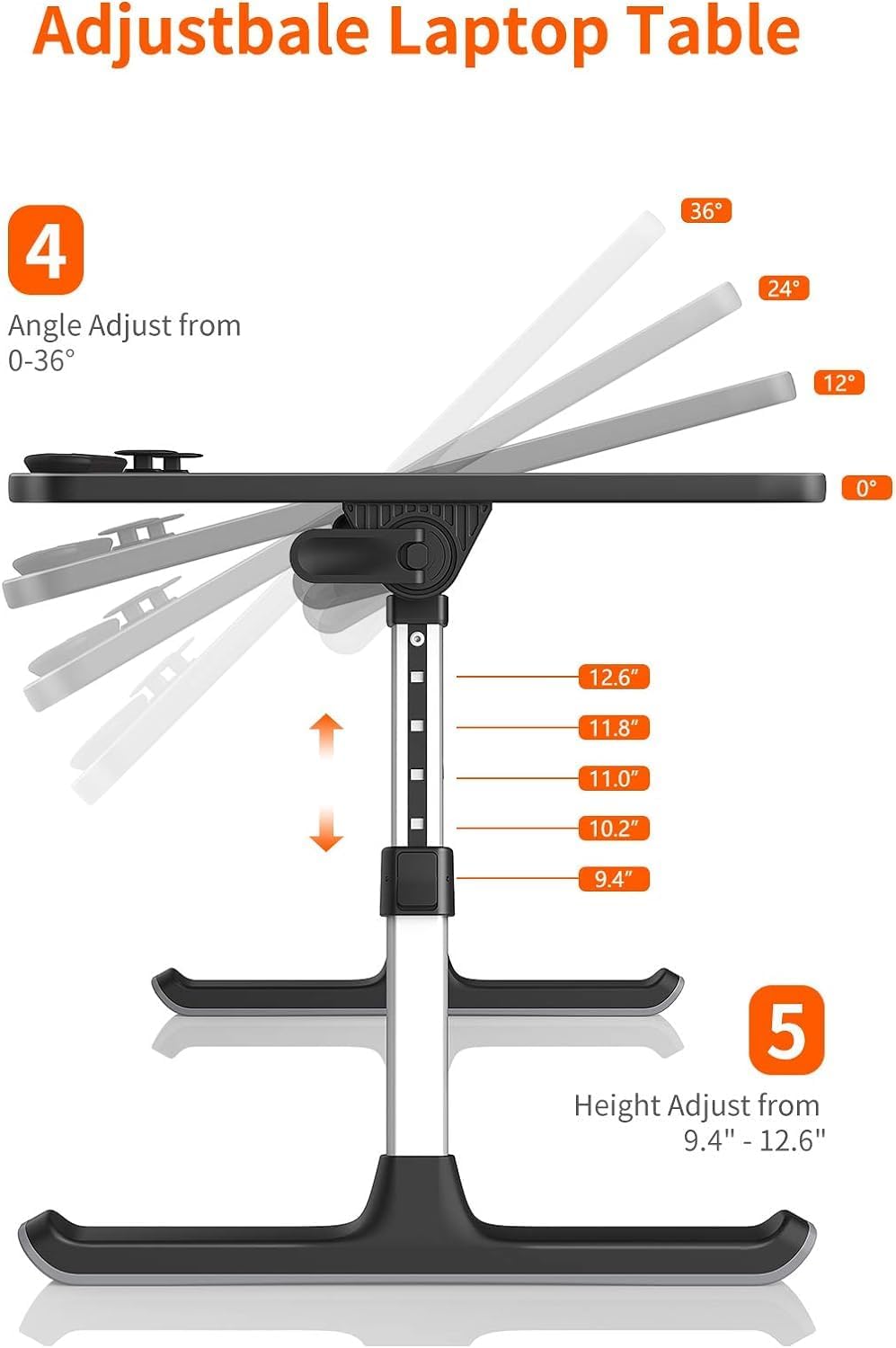 Verstellbarer Laptop-Ständer, Schwarz 60*33 cm